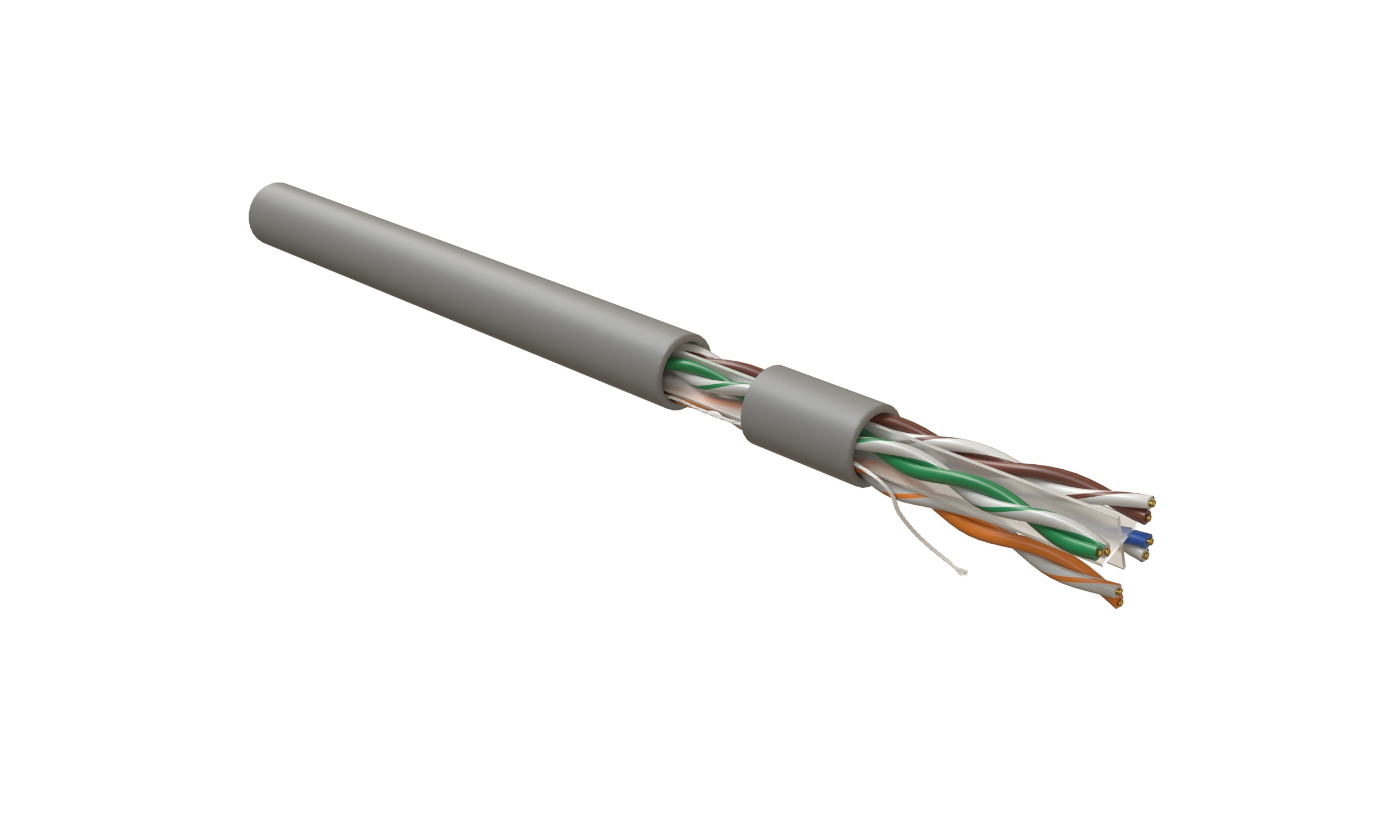 Hyperline UUTP4R-C6-S23-IN-LSLTX-GY-305 (305 м) Кабель витая пара, неэкранированный U/UTP, категория 6, 4 пары 23 AWG, 4х2х0,55 мм, однопроволочные жилы, нг(А)-LSLTx, внутренний -20°C – +60°C, серый, системная гарантия 25 лет