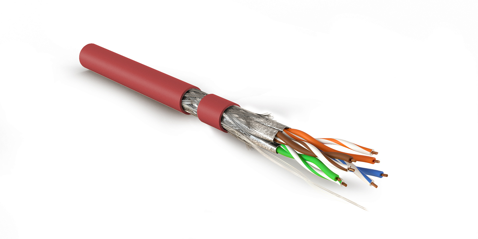 Hyperline SFTP4-C7A-S23-IN-LSZH-RD-305 (305 м) Кабель витая пара, экранированный S/FTP, общий экран оплетка, каждая пара в фольге, категория 7A (1000MHz), 4 пары 23 AWG, 4х2х0,58 мм, однопроволочные жилы, LSZH, нг(А)-HF, внутренний -40°C – +75°C, красный