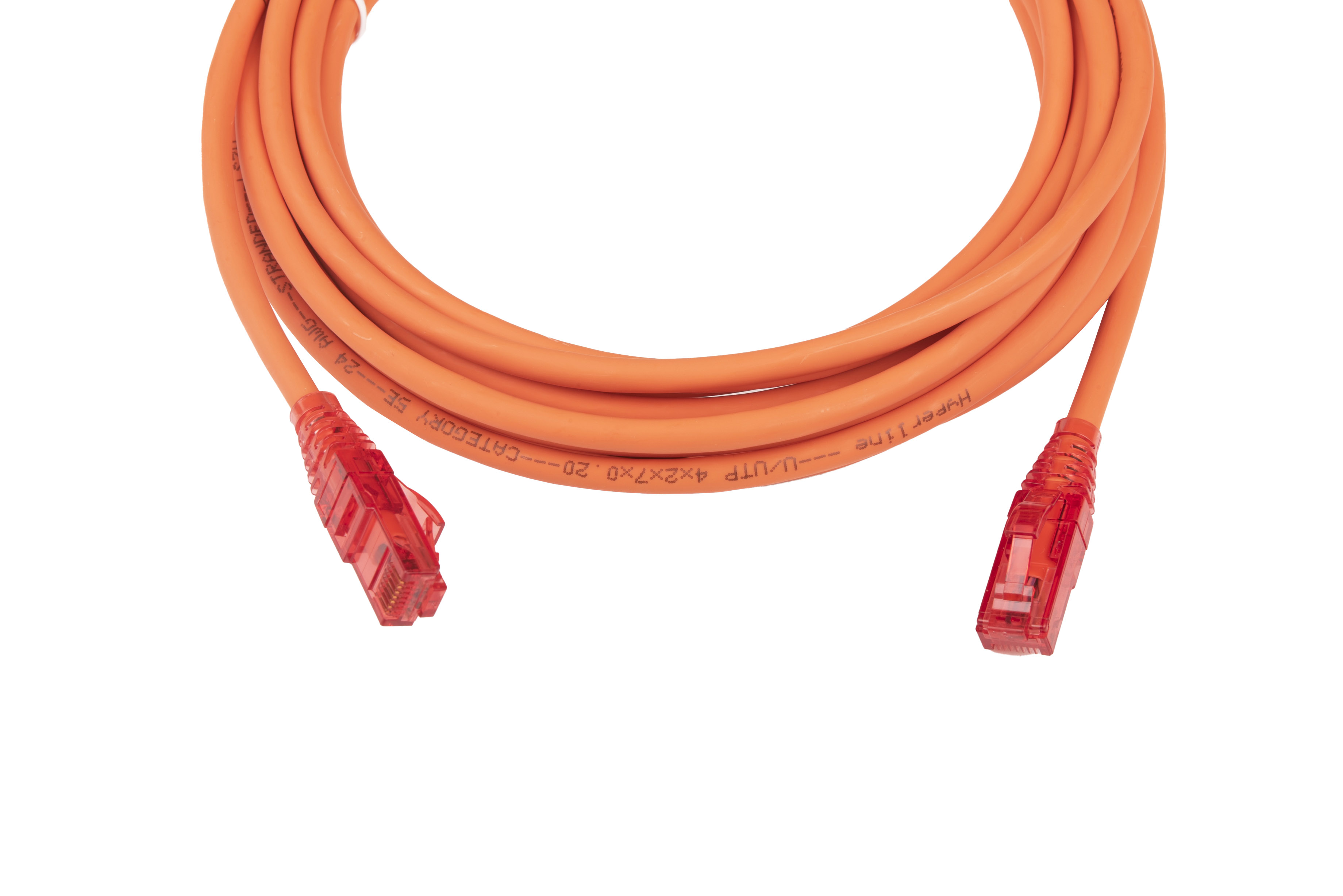 Hyperline PC-LPM-UTP-RJ45-RJ45-C5e-5M-LSZH-OR Патч-корд RJ-45/RJ-45, неэкранированный U/UTP, категория 5e (100% Fluke Component Tested), 24AWG, LSZH, 5 м, оранжевый — фото