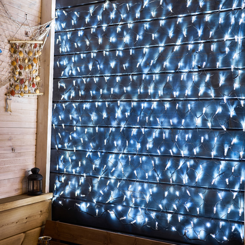 Гирлянда светодиодная Сеть 2х1,5м 288 LED БЕЛЫЙ черный ПВХ IP65 свечение с динамикой 230В блок в комплекте NEON-NIGHT — фото