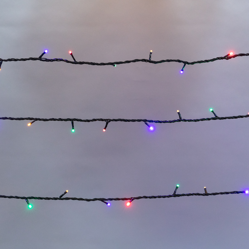 Гирлянда Нить управляемая 10м 100 LED МУЛЬТИКОЛОР (RGYB) черный ПВХ IP65 свечение с динамикой 230В нужен контроллер 217-204 NEON-NIGHT — фото