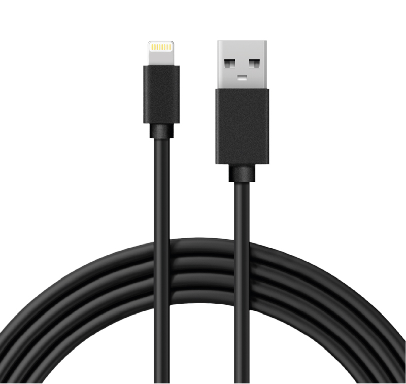 Кабель USB-A – Lightning, 2,4А, 1м, ПВХ, черный REXANT