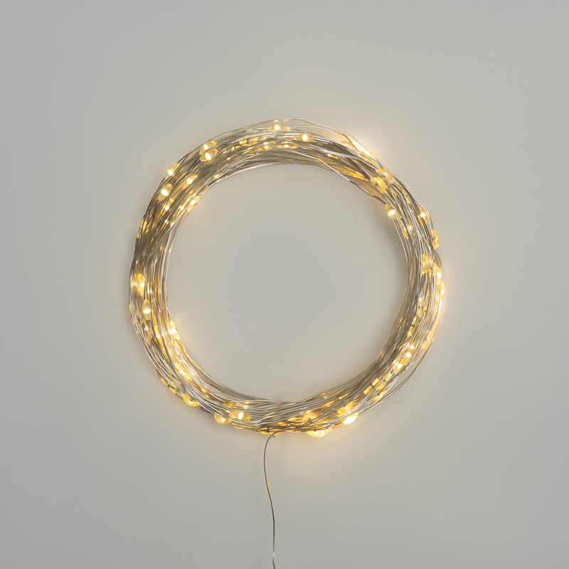 Гирлянда Роса 10м, 100LED, теплый белый, IP44, на батарейках 3хАА, с пультом 8 режимов NEON-NIGHT — фото