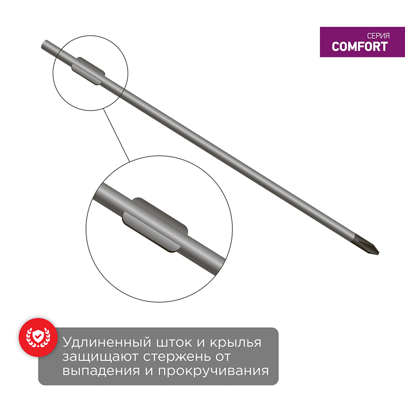 Отвертка крестовая PH0х75мм, двухкомпонентная рукоятка REXANT — фото