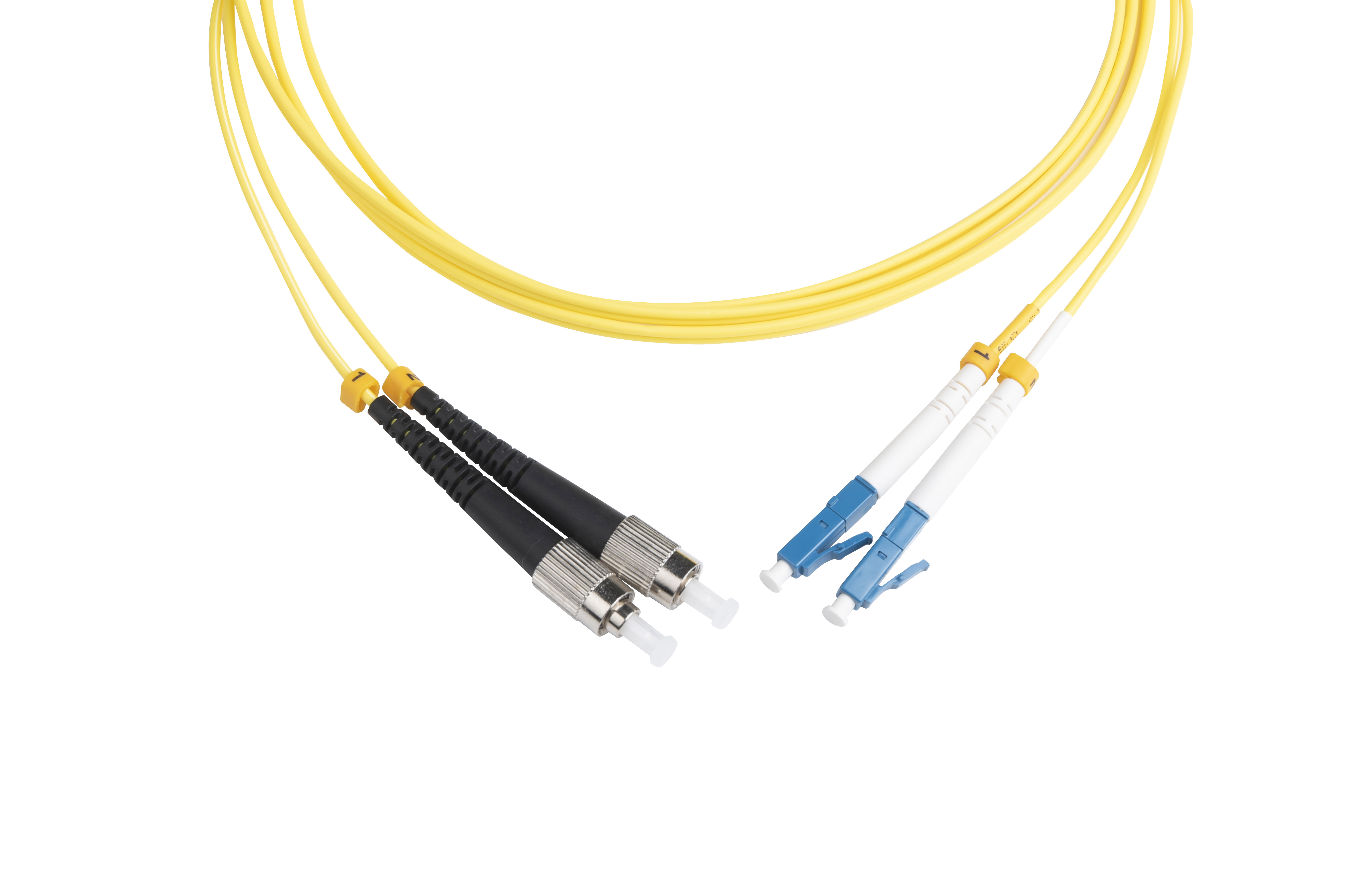 Hyperline FC-D2-9-FC/UR-LC/UR-H-2M-LSZH-YL Патч-корд волоконно-оптический (шнур) SM 9/125 (OS2), FC/UPC-LC/UPC, 2.0 мм, duplex, LSZH, 2 м — фото