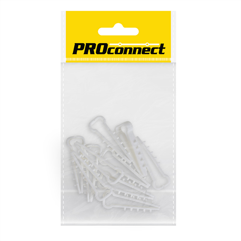 Дюбель-хомут 5-10мм, прямоугольный, белый (10 шт/уп) PROconnect — фото