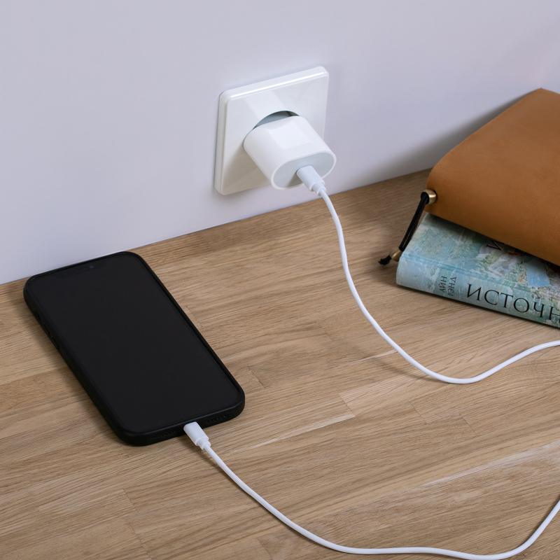 Сетевое зарядное устройство USB-C, 20Вт в комплекте с кабелем USB-C – Lightning REXANT — фото