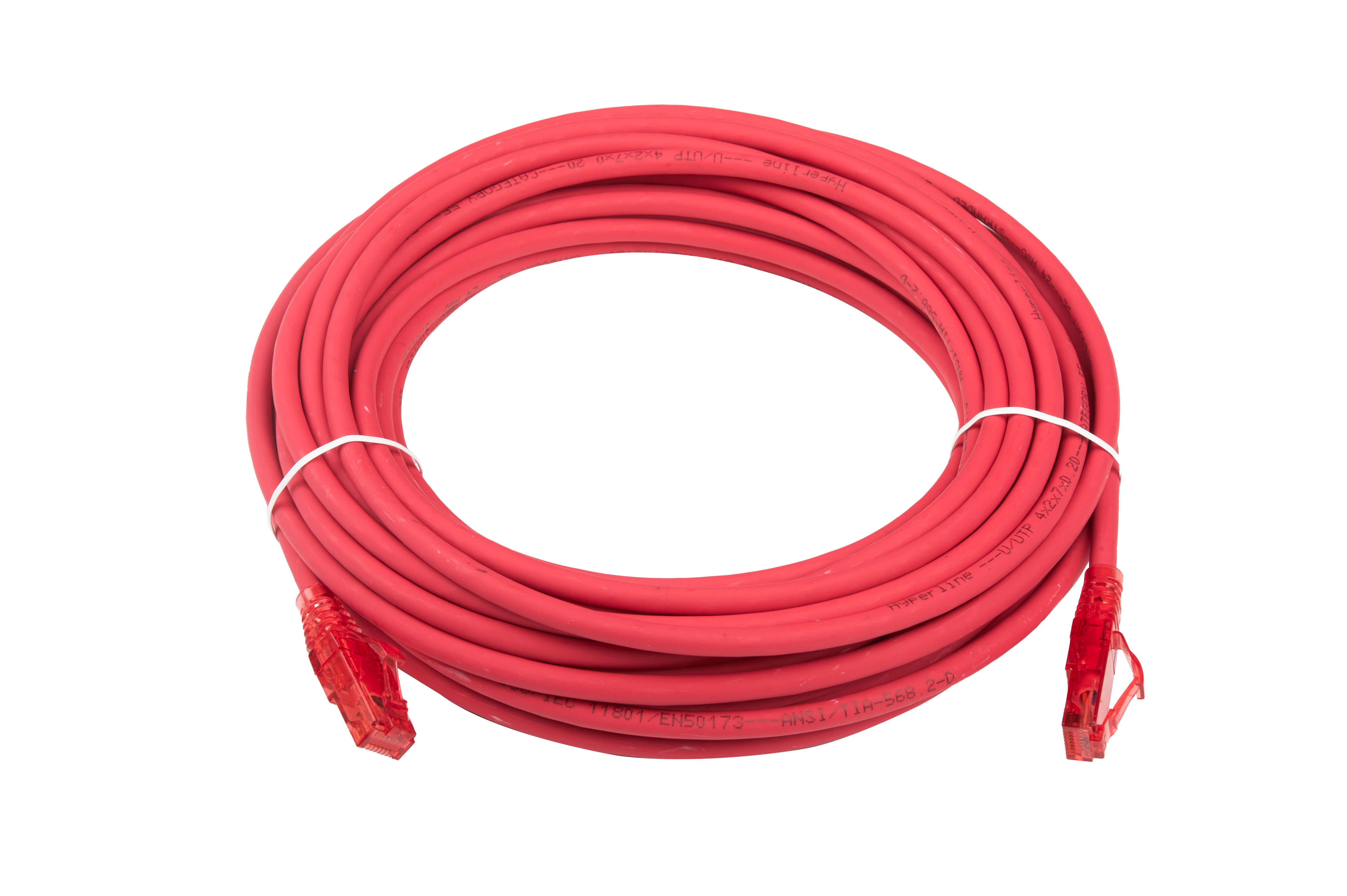 Hyperline PC-LPM-UTP-RJ45-RJ45-C5e-10M-LSZH-RD Патч-корд RJ-45/RJ-45, неэкранированный U/UTP, категория 5e (100% Fluke Component Tested), 24AWG, LSZH, 10 м, красный — фото