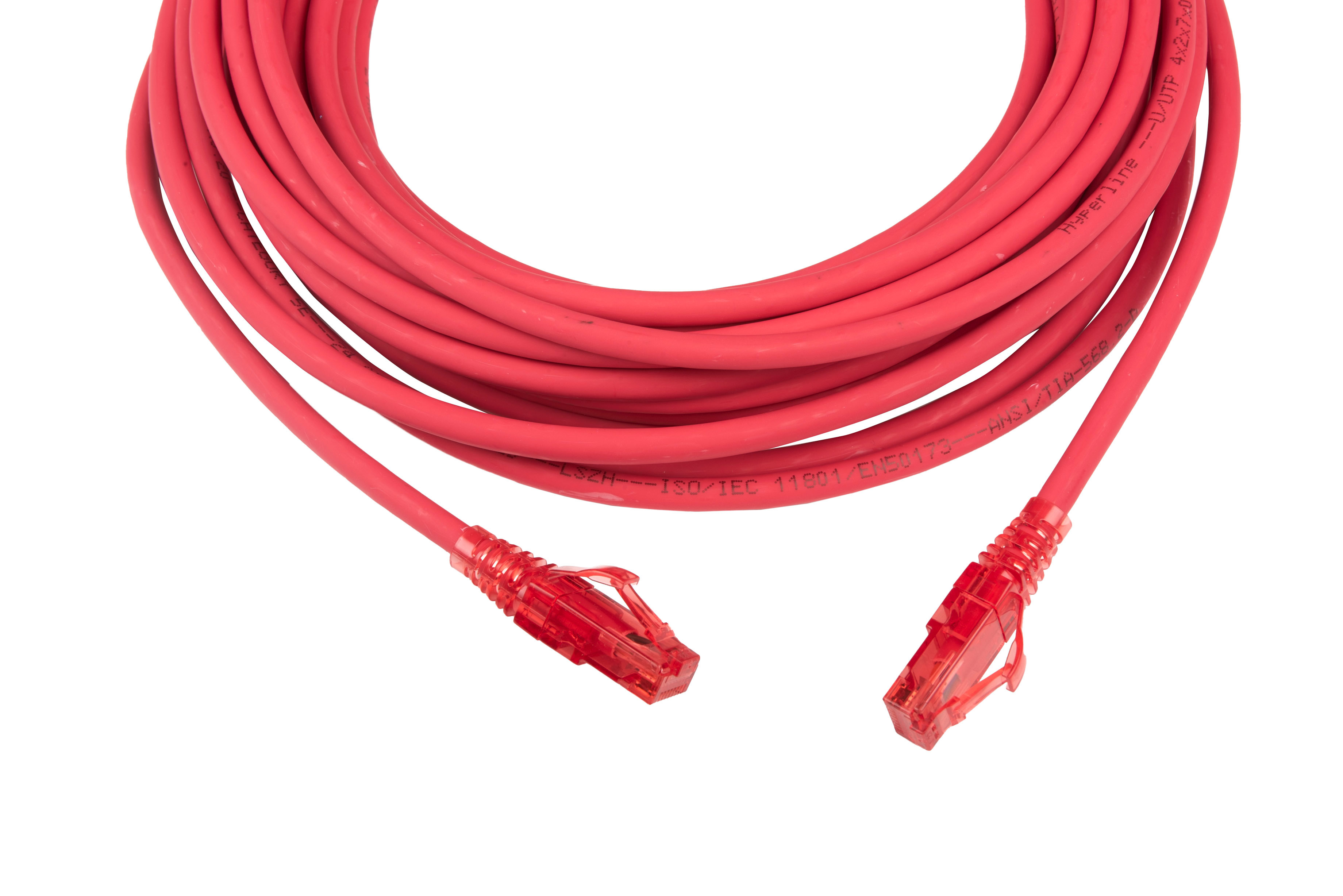 Hyperline PC-LPM-UTP-RJ45-RJ45-C5e-10M-LSZH-RD Патч-корд RJ-45/RJ-45, неэкранированный U/UTP, категория 5e (100% Fluke Component Tested), 24AWG, LSZH, 10 м, красный — фото