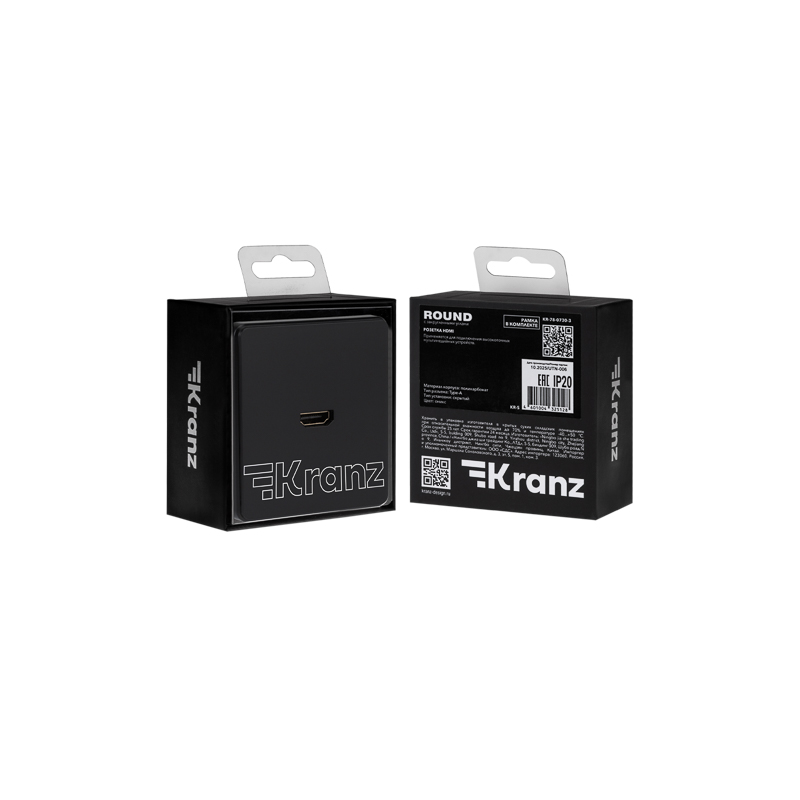 Розетка ROUND HDMI с/у оникс KRANZ — фото