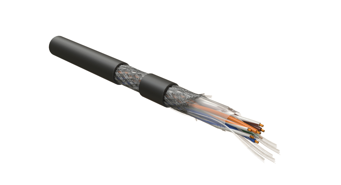Hyperline ISUTP4-C5E-P26/30-PVC-BK (305 м) Кабель для сетей Industrial Ethernet, экранированный S/UTP, общий экран оплетка, категория 5e, 4 пары 26 AWG, 4х2х0,48 мм, многопроволочные жилы, PVC, серый — фото