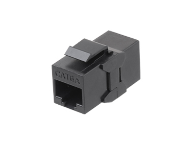 Hyperline CA2-KJ-C6A-BK Проходной адаптер (coupler), RJ-45(8P8C) формата Keystone Jack, категория 6a, 4 пары, черный — фото