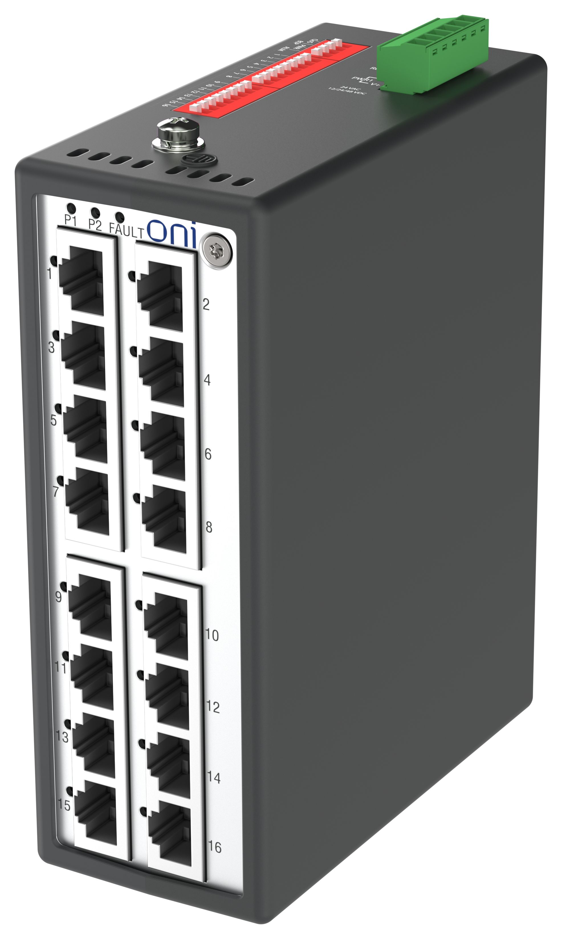 Коммутатор промышленный неуправляемый ISU-430 Ethernet 16 портов 10/100BaseT разъем RJ45 24В AC/12/24/48В DC с резервированием ONI — фото