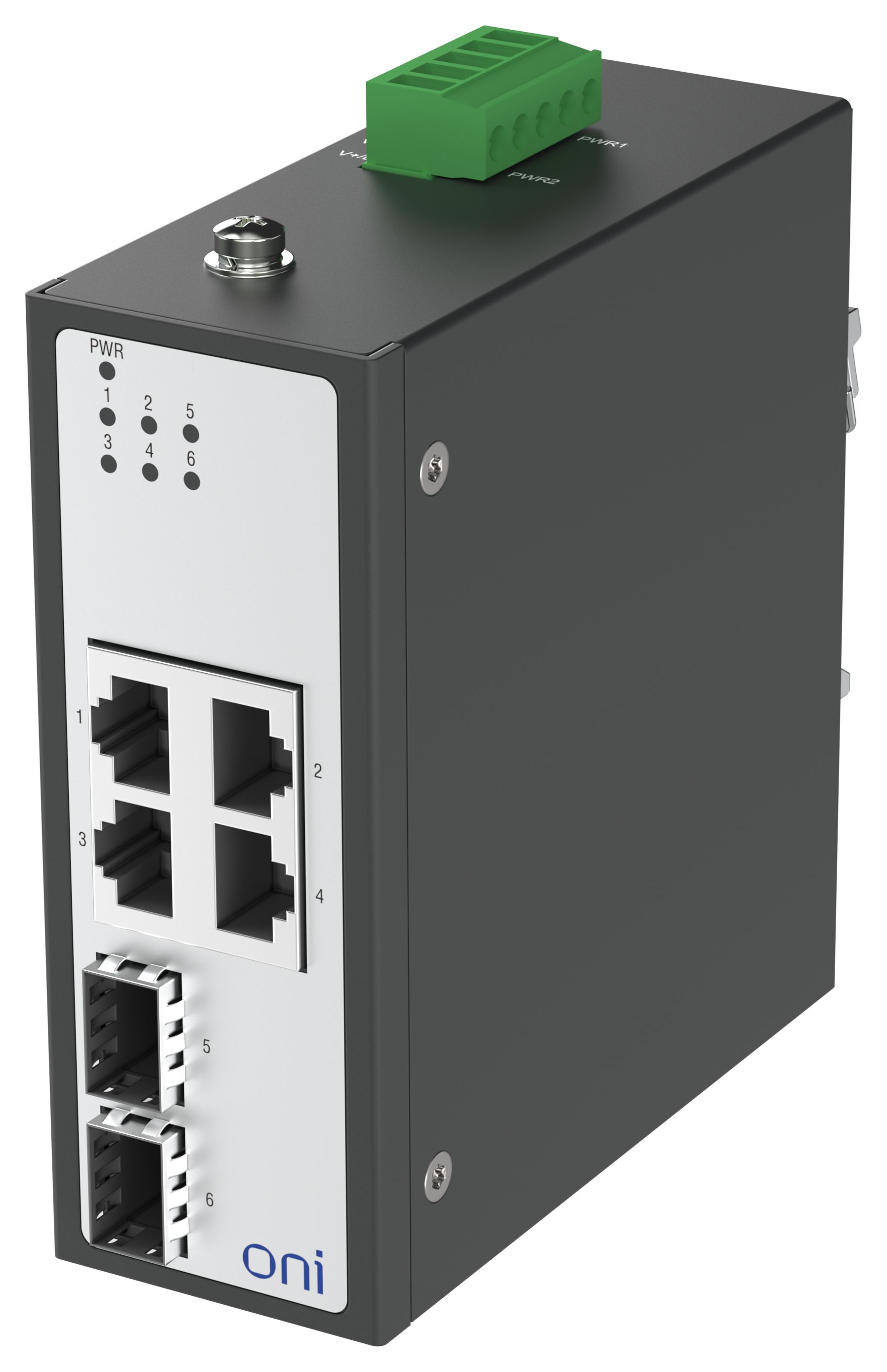 Коммутатор промышленный неуправляемый ISU-450 Ethernet 2 SFP слота 100/1000BaseX 4 порта 10/100/1000BaseT разъем RJ45 с PoE 48В DC с резервированием ONI — фото