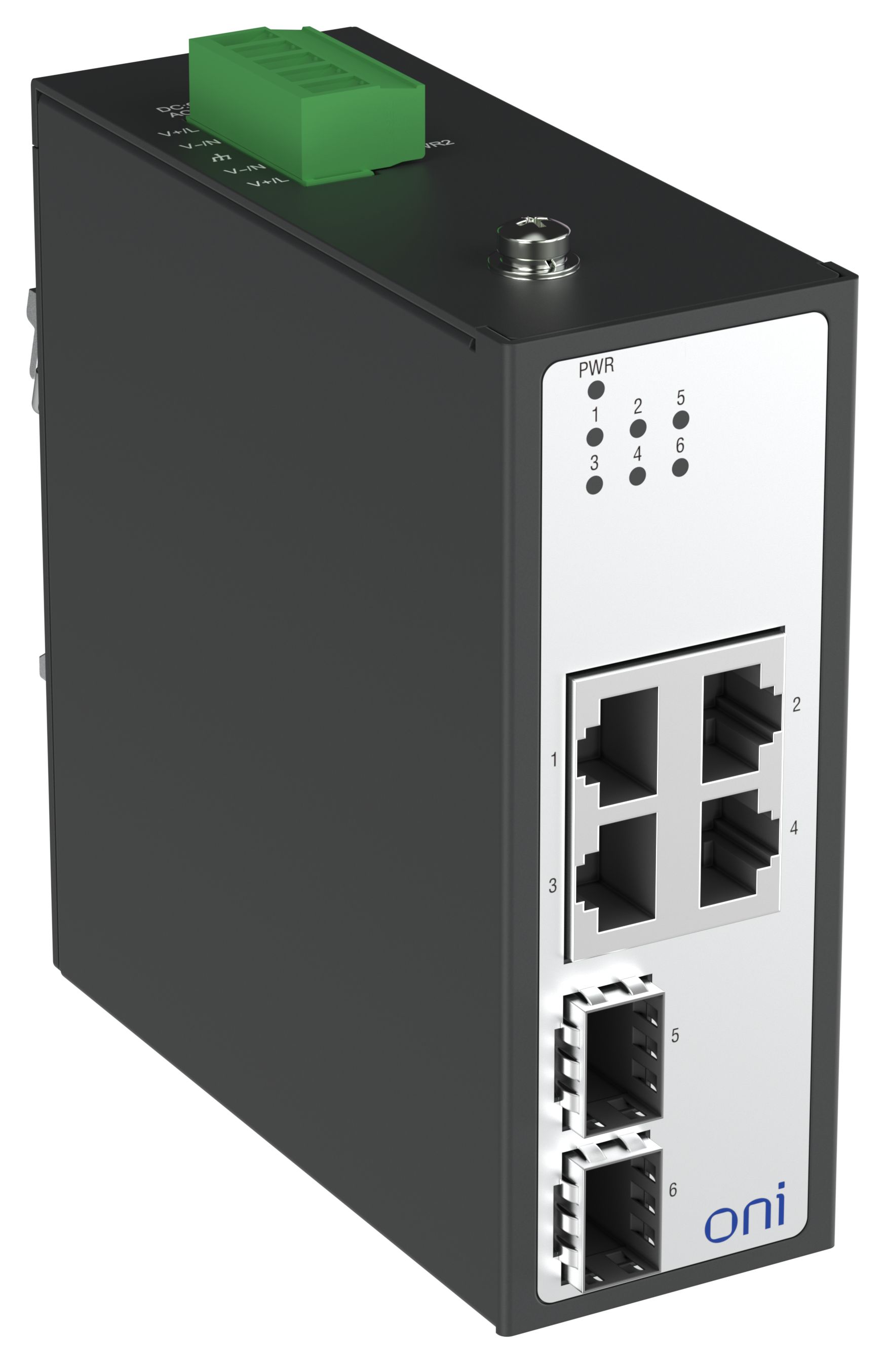 Коммутатор промышленный неуправляемый ISU-450 Ethernet 2 SFP слота 100/1000BaseX 4 порта 10/100/1000BaseT разъем RJ45 с PoE 48В DC с резервированием ONI — фото