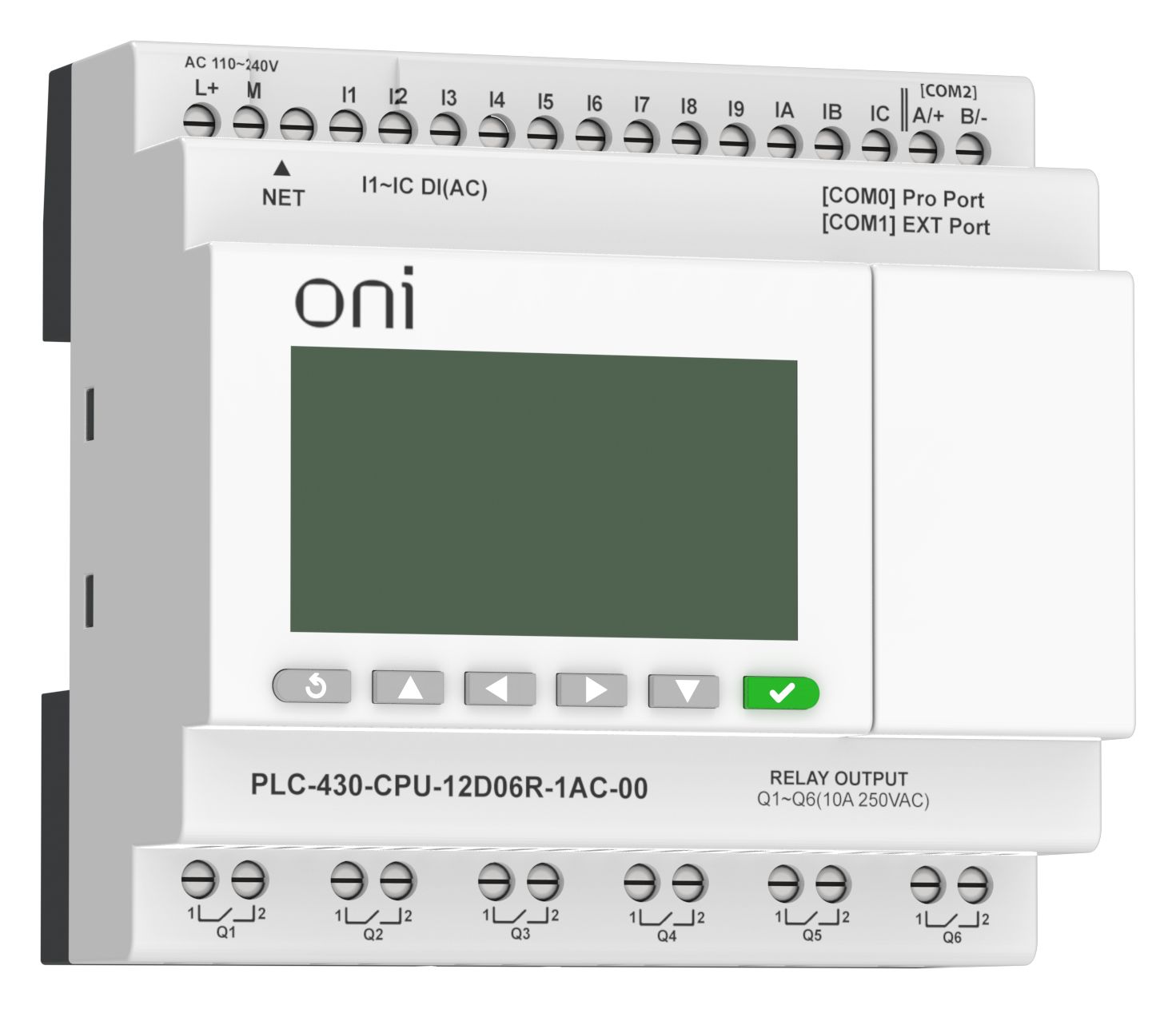 ПЛК 430 Модуль ЦПУ 12 DI 6 RO 220В AC с Ethernet портом с экраном ONI