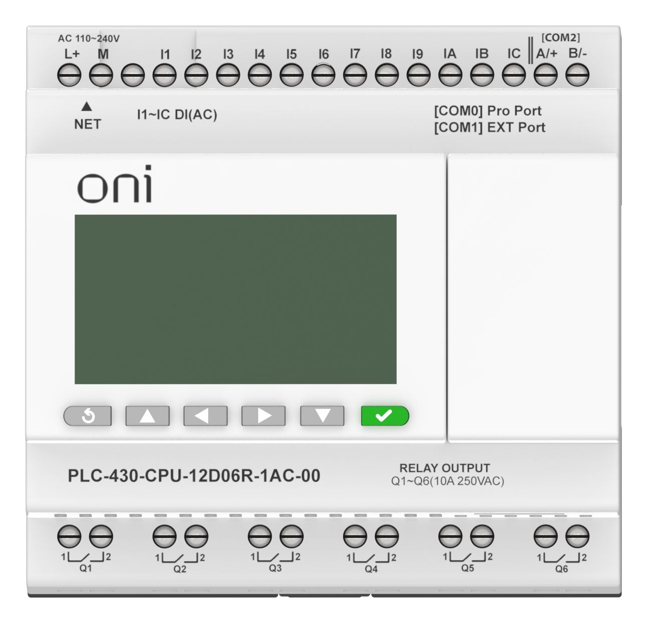 ПЛК 430 Модуль ЦПУ 12 DI 6 RO 220В AC с Ethernet портом с экраном ONI — фото