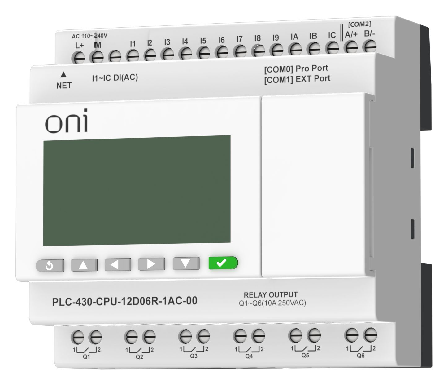 ПЛК 430 Модуль ЦПУ 12 DI 6 RO 220В AC с Ethernet портом с экраном ONI — фото