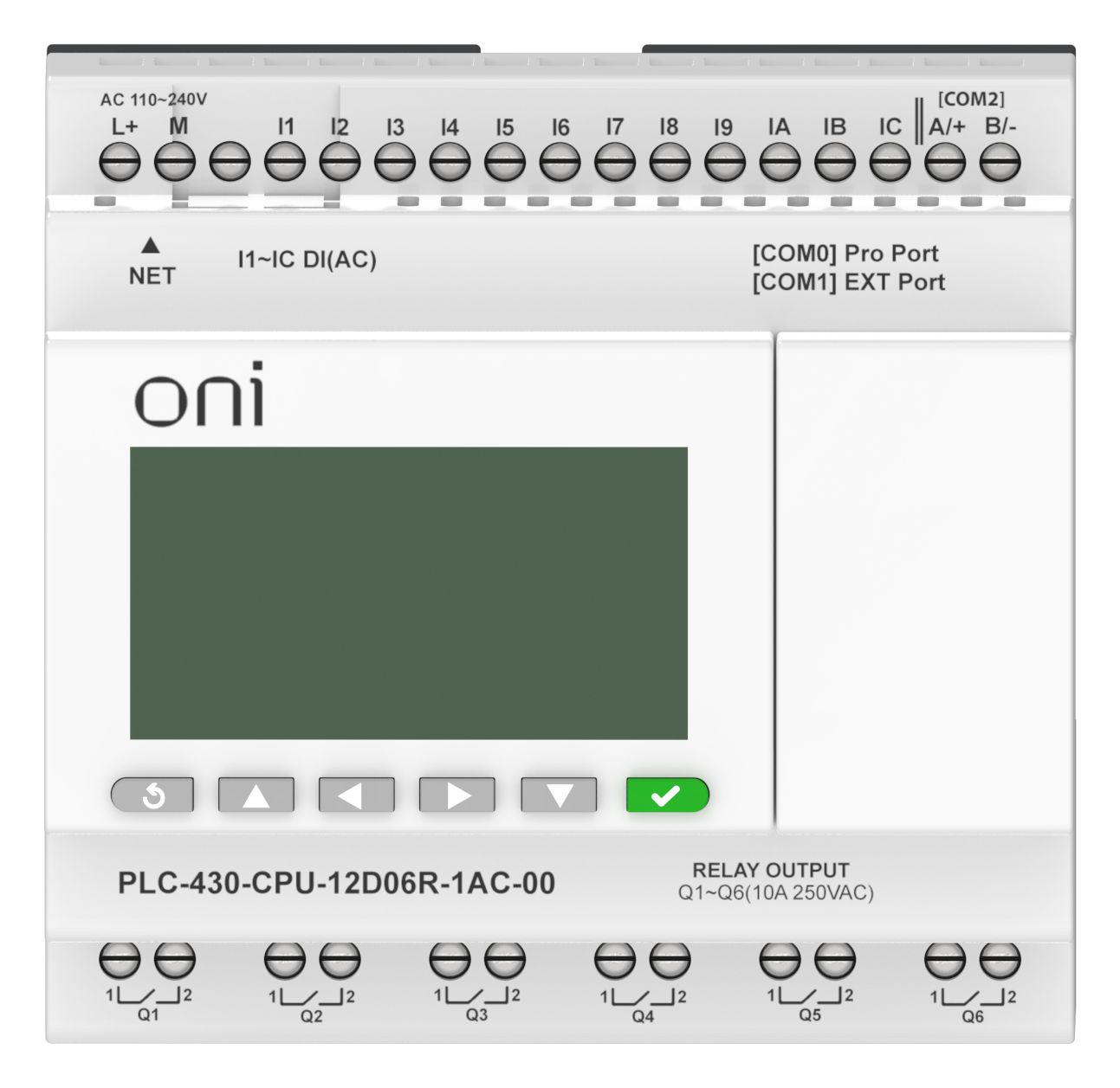 ПЛК 430 Модуль ЦПУ 12 DI 6 RO 220В AC с Ethernet портом с экраном ONI — фото