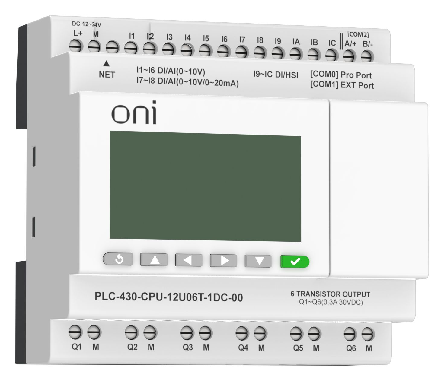 ПЛК 430 Модуль ЦПУ 4 DI 6 UI (0-10 В/DI) 2 UI (0-10 В/0-20 мА/DI) 6 TO 24В DC с Ethernet портом с экраном ONI — фото
