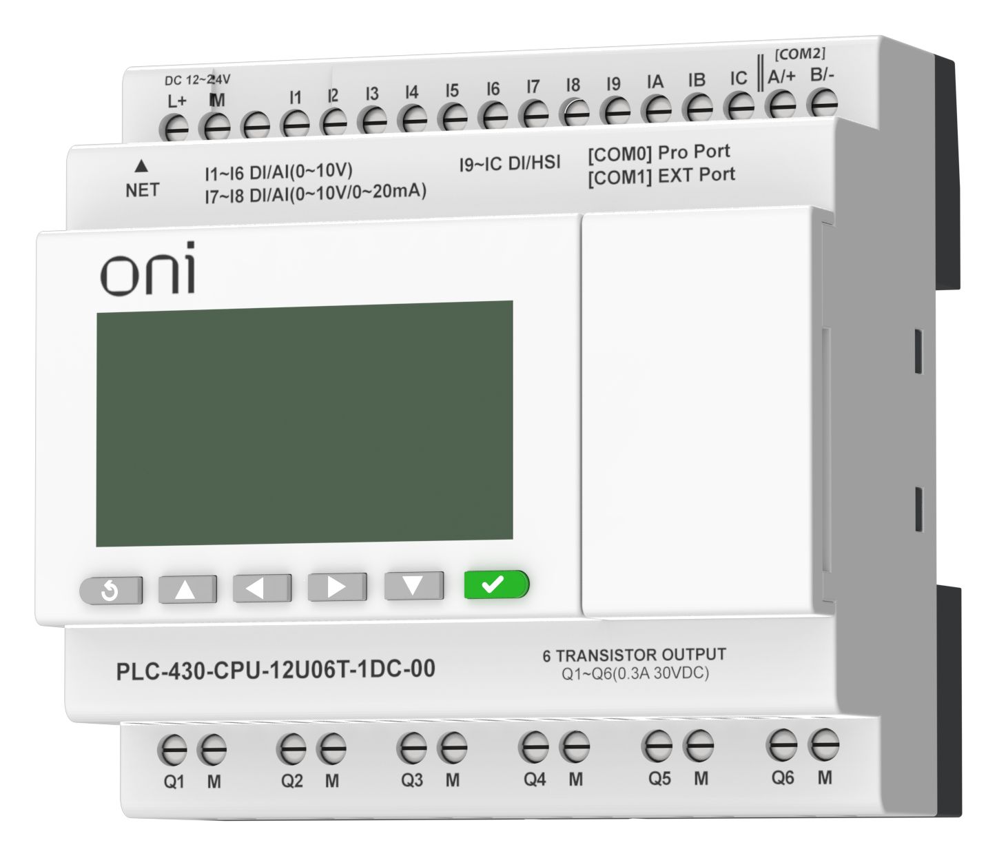 ПЛК 430 Модуль ЦПУ 4 DI 6 UI (0-10 В/DI) 2 UI (0-10 В/0-20 мА/DI) 6 TO 24В DC с Ethernet портом с экраном ONI — фото