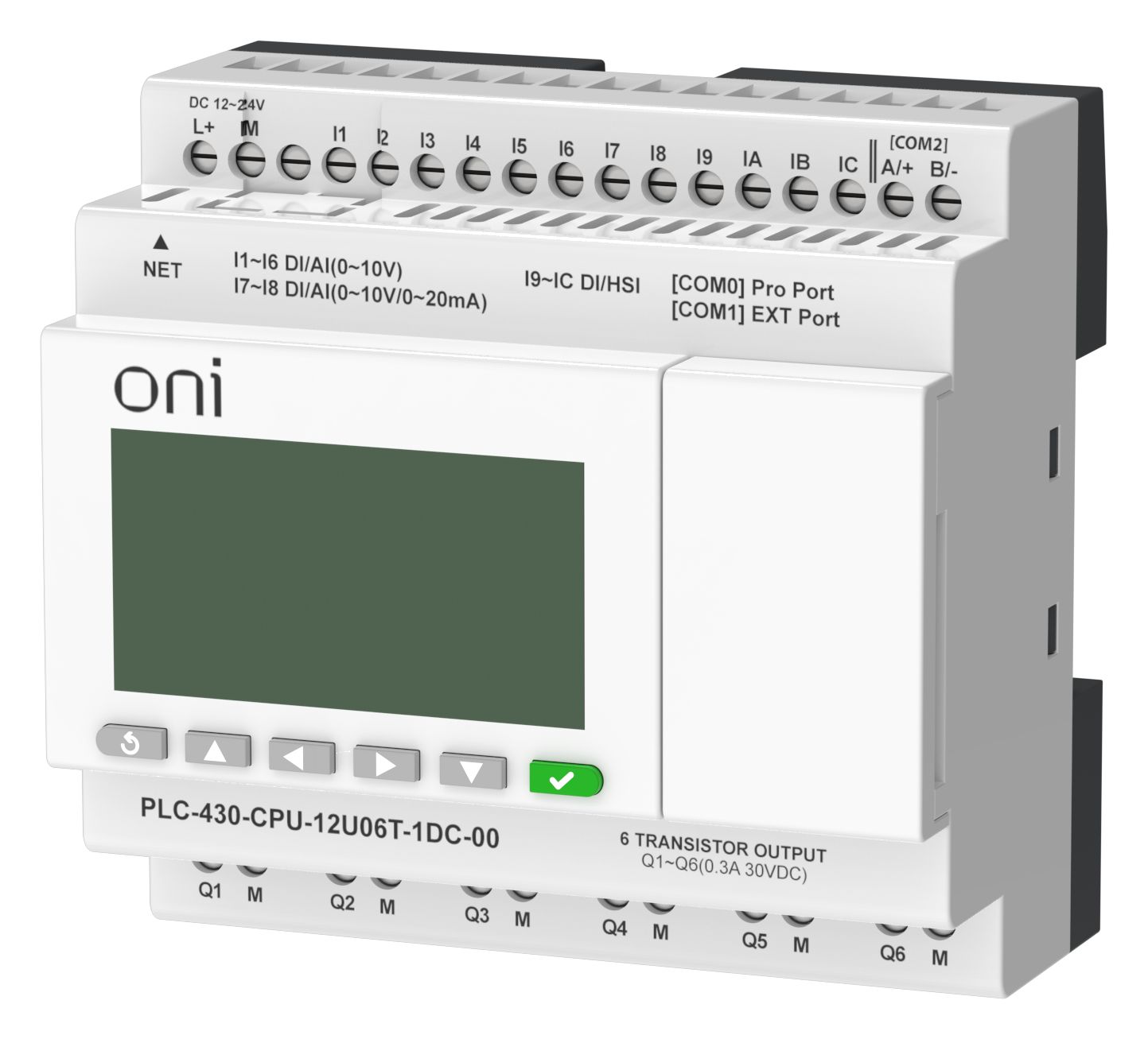 ПЛК 430 Модуль ЦПУ 4 DI 6 UI (0-10 В/DI) 2 UI (0-10 В/0-20 мА/DI) 6 TO 24В DC с Ethernet портом с экраном ONI — фото