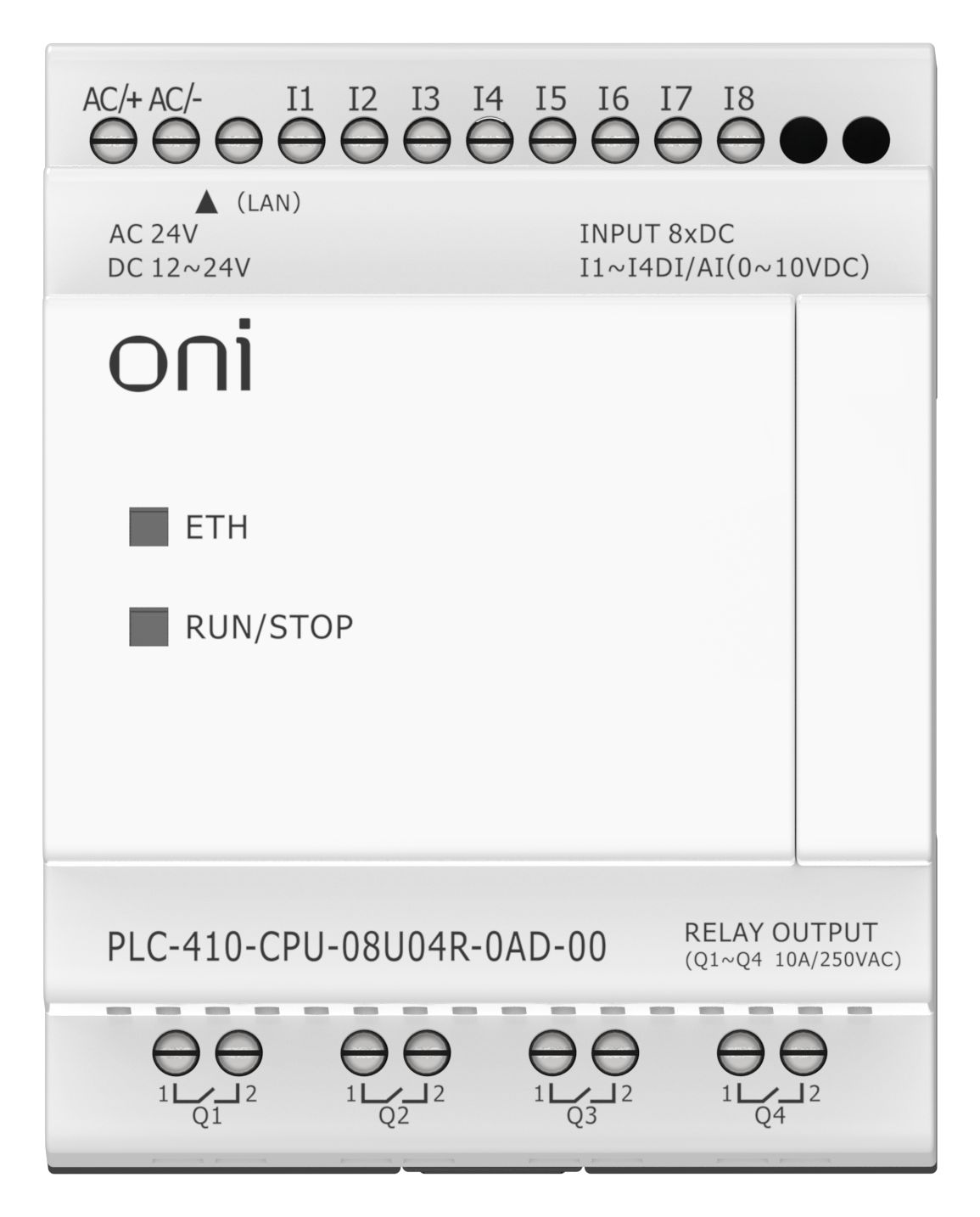 ПЛК 410 Модуль ЦПУ 4 DI 4 UI (0-10 В/DI) 4 RO 12В-24В DC или 24В AC с Ethernet портом без экрана ONI — фото