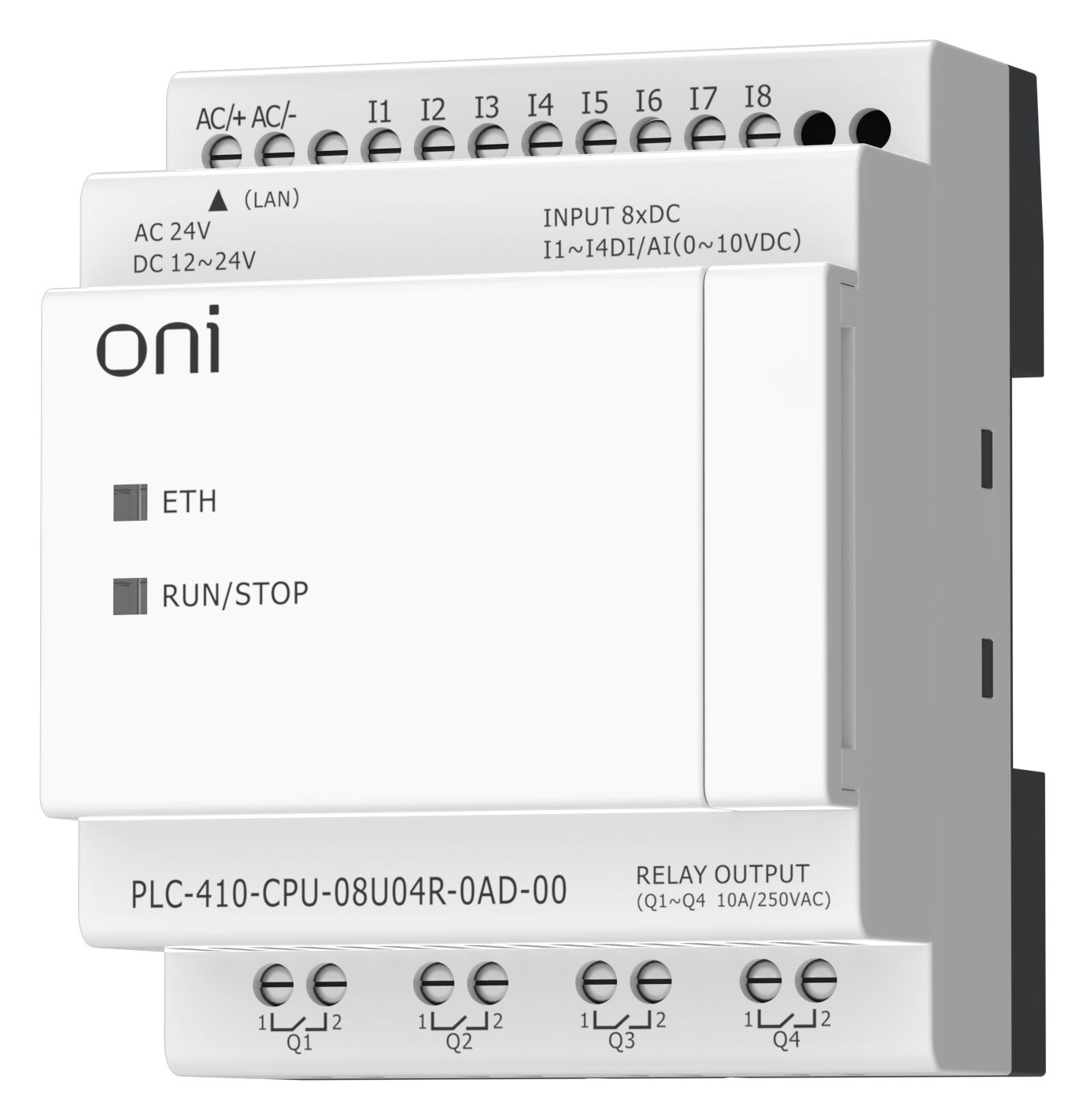 ПЛК 410 Модуль ЦПУ 4 DI 4 UI (0-10 В/DI) 4 RO 12В-24В DC или 24В AC с Ethernet портом без экрана ONI — фото