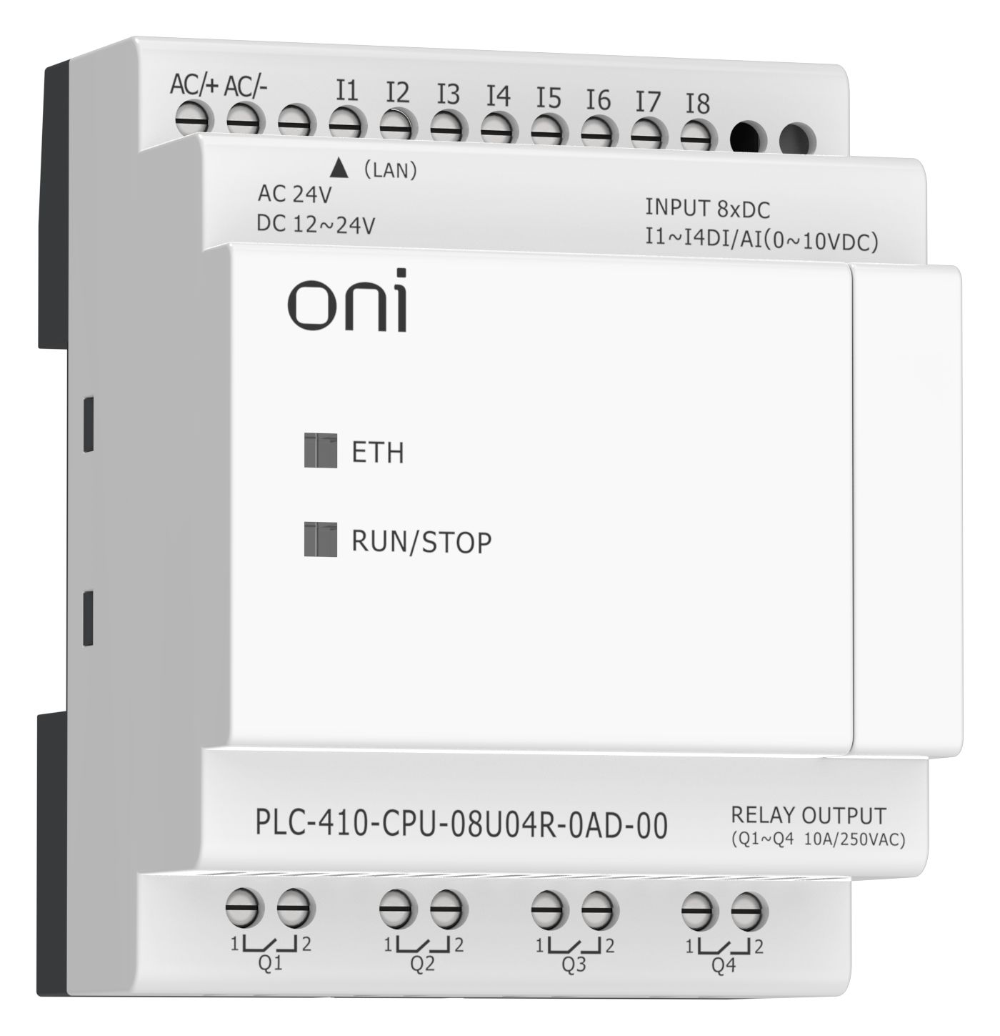 ПЛК 410 Модуль ЦПУ 4 DI 4 UI (0-10 В/DI) 4 RO 12В-24В DC или 24В AC с Ethernet портом без экрана ONI — фото