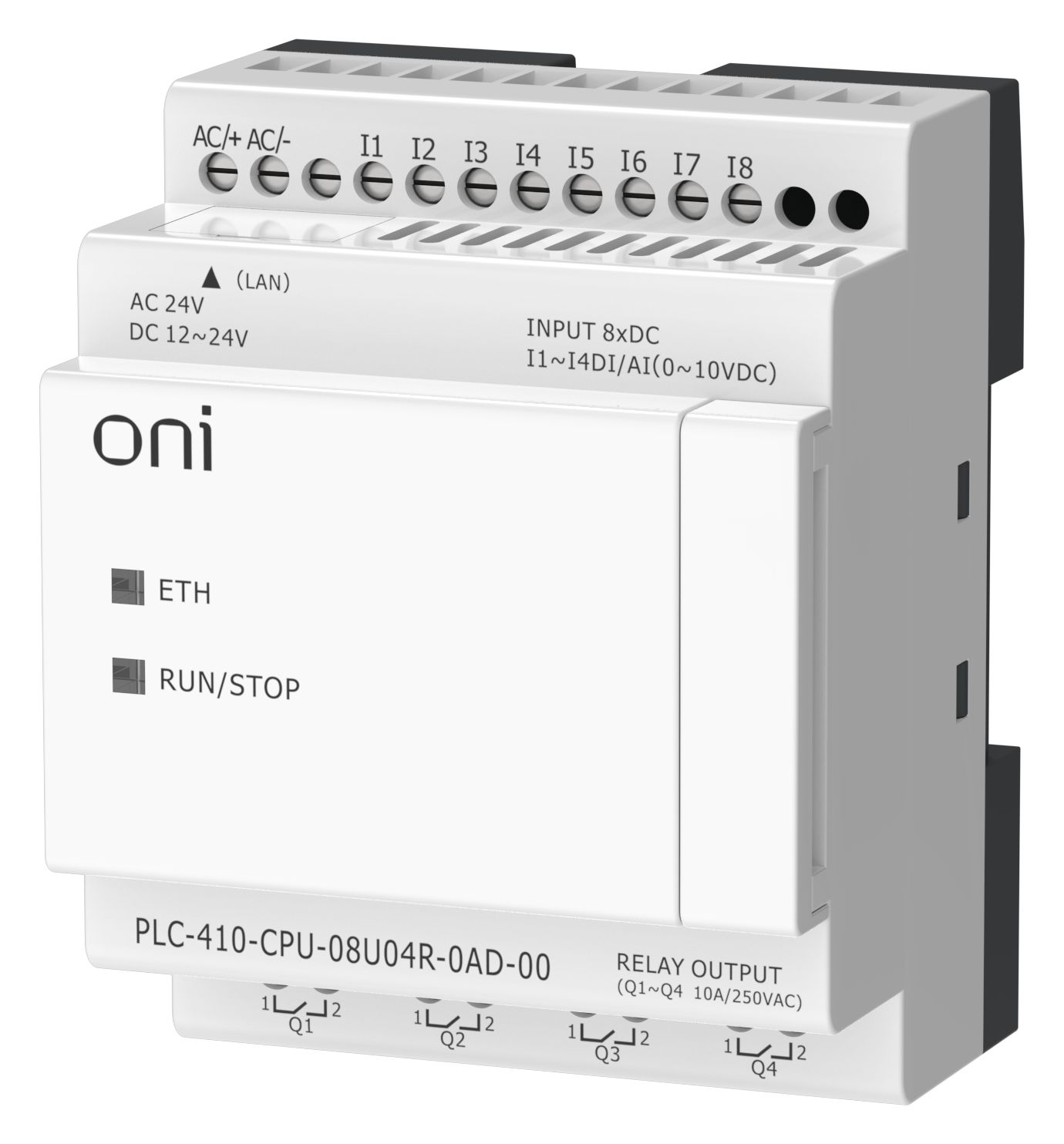 ПЛК 410 Модуль ЦПУ 4 DI 4 UI (0-10 В/DI) 4 RO 12В-24В DC или 24В AC с Ethernet портом без экрана ONI — фото