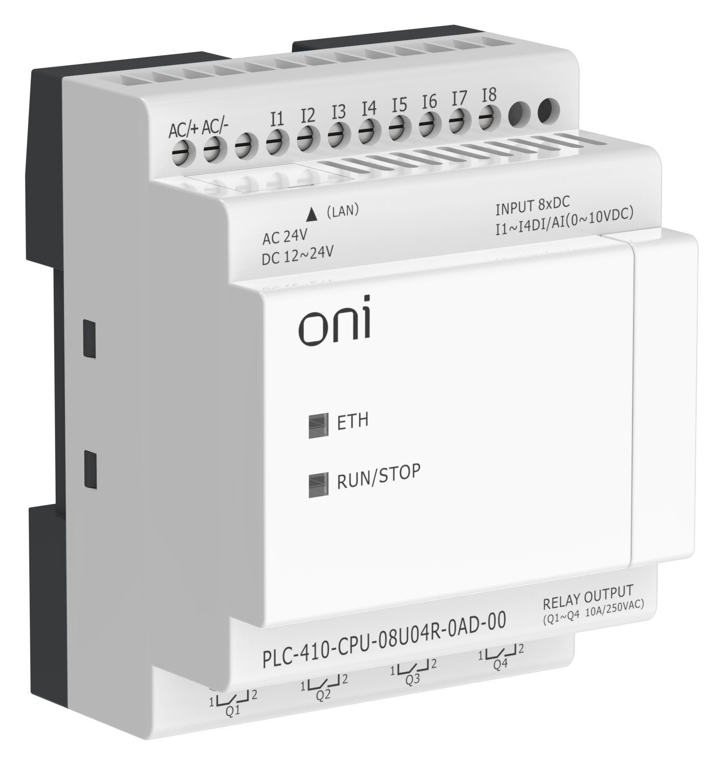 ПЛК 410 Модуль ЦПУ 4 DI 4 UI (0-10 В/DI) 4 RO 12В-24В DC или 24В AC с Ethernet портом без экрана ONI — фото