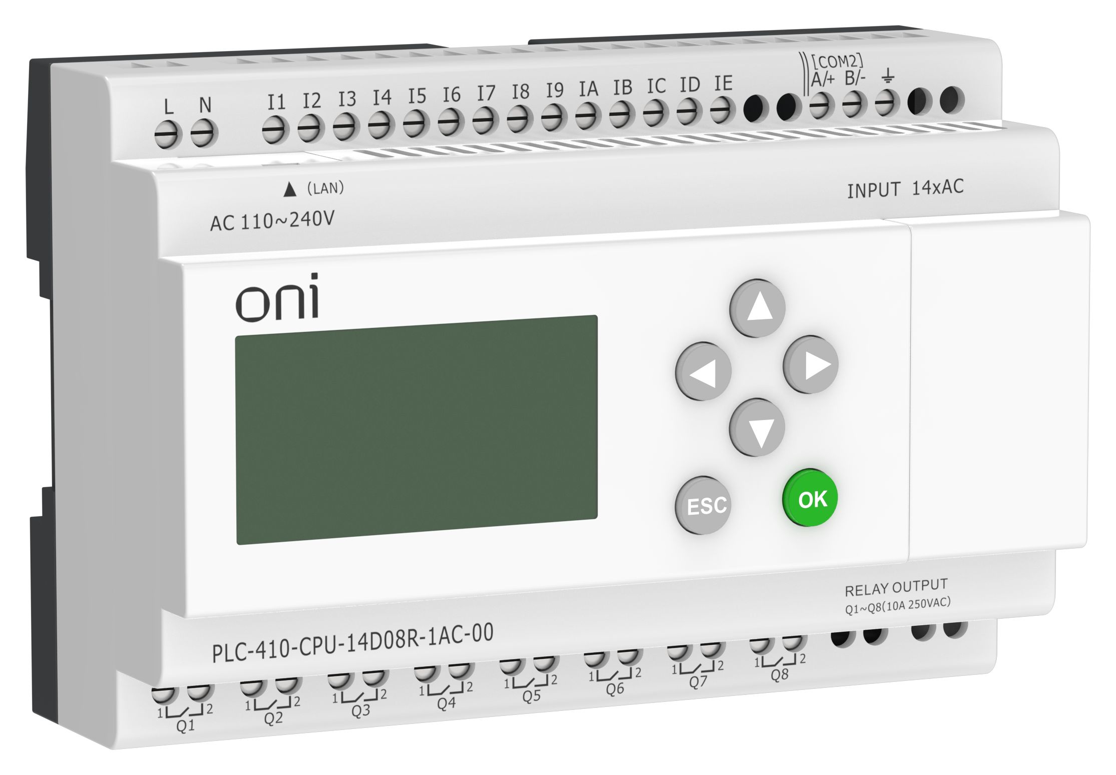 ПЛК 410 Модуль ЦПУ 14 DI 8 RO 220В AC с Ethernet портом с экраном ONI — фото