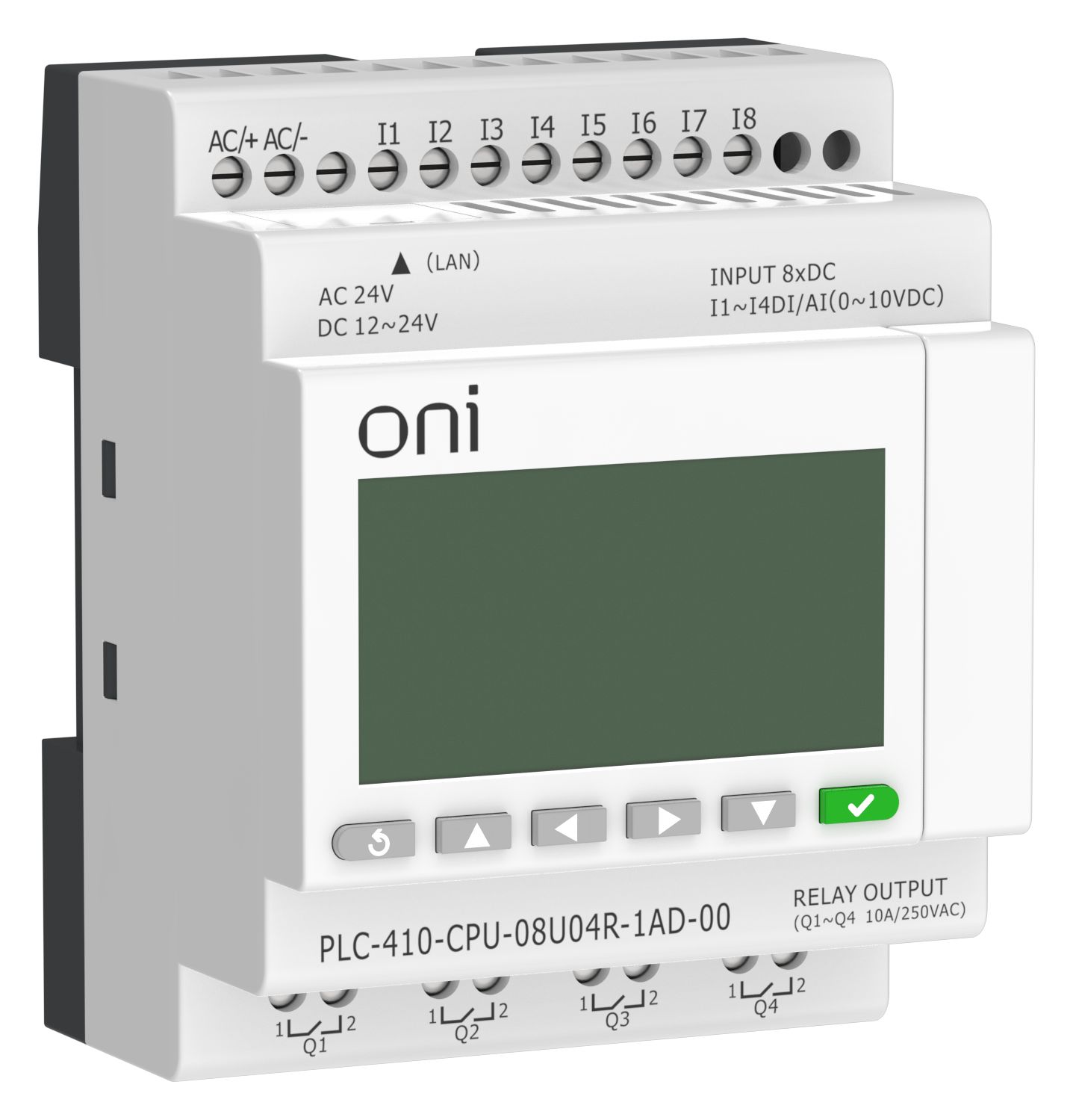 ПЛК 410 Модуль ЦПУ 4 DI 4 UI (0-10 В/DI) 4 RO 12В-24В DC или 24В AC с Ethernet портом с экраном ONI — фото