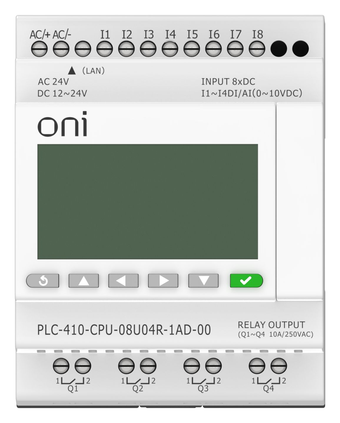 ПЛК 410 Модуль ЦПУ 4 DI 4 UI (0-10 В/DI) 4 RO 12В-24В DC или 24В AC с Ethernet портом с экраном ONI — фото