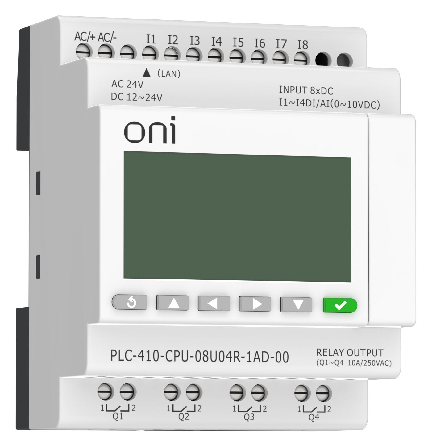 ПЛК 410 Модуль ЦПУ 4 DI 4 UI (0-10 В/DI) 4 RO 12В-24В DC или 24В AC с Ethernet портом с экраном ONI — фото