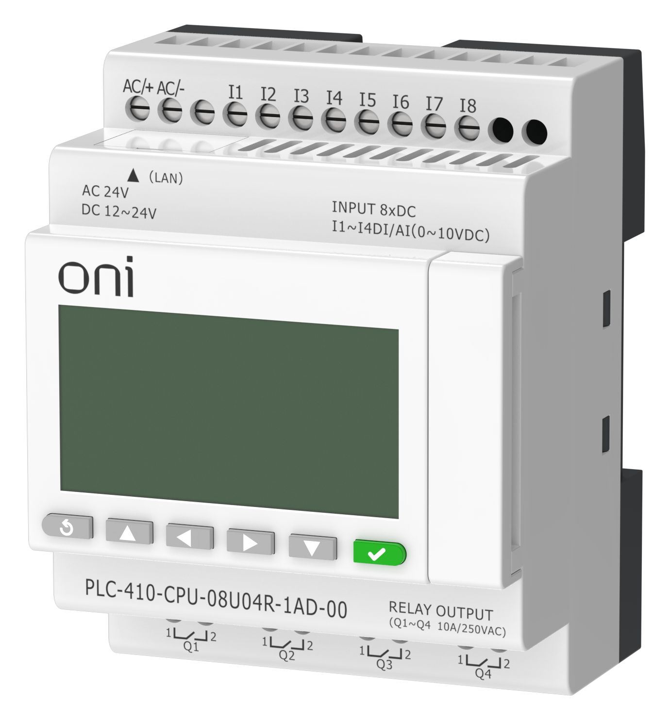 ПЛК 410 Модуль ЦПУ 4 DI 4 UI (0-10 В/DI) 4 RO 12В-24В DC или 24В AC с Ethernet портом с экраном ONI — фото