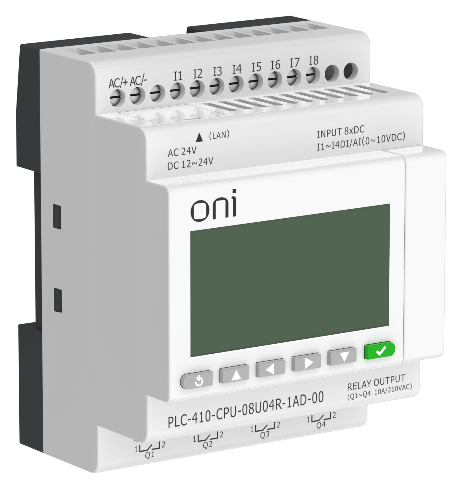 ПЛК 410 Модуль ЦПУ 4 DI 4 UI (0-10 В/DI) 4 RO 12В-24В DC или 24В AC с Ethernet портом с экраном ONI — фото