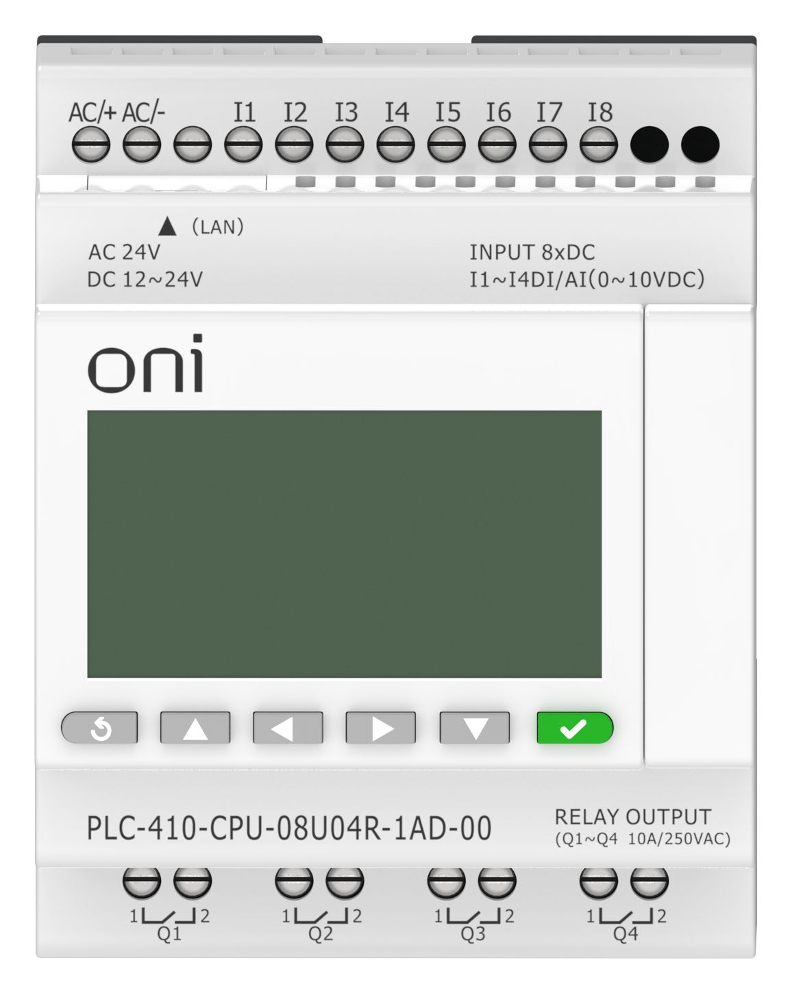 ПЛК 410 Модуль ЦПУ 4 DI 4 UI (0-10 В/DI) 4 RO 12В-24В DC или 24В AC с Ethernet портом с экраном ONI — фото