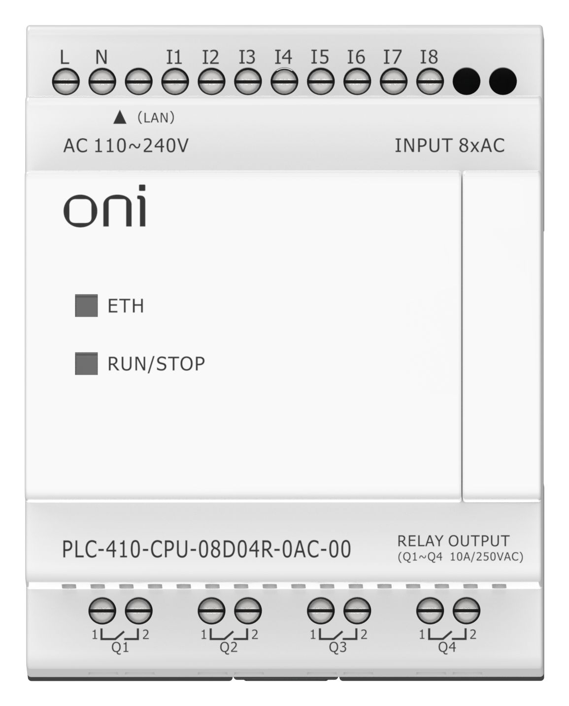 ПЛК 410 Модуль ЦПУ 8 DI 4 RO 220В AC с Ethernet портом без экрана ONI — фото