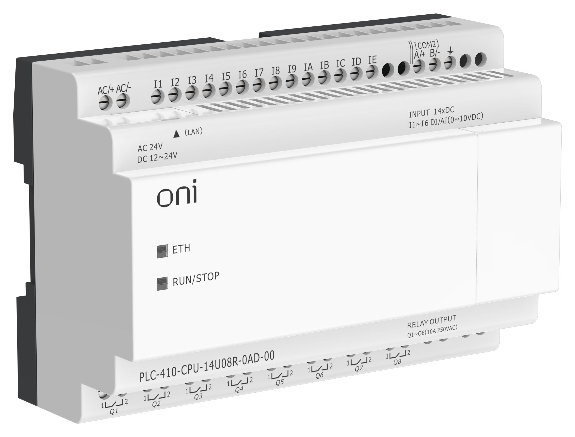 ПЛК 410 Модуль ЦПУ 8 DI 6 UI (0-10 В/DI) 8 RO 12В-24В DC или 24В AC с Ethernet портом без экрана ONI — фото