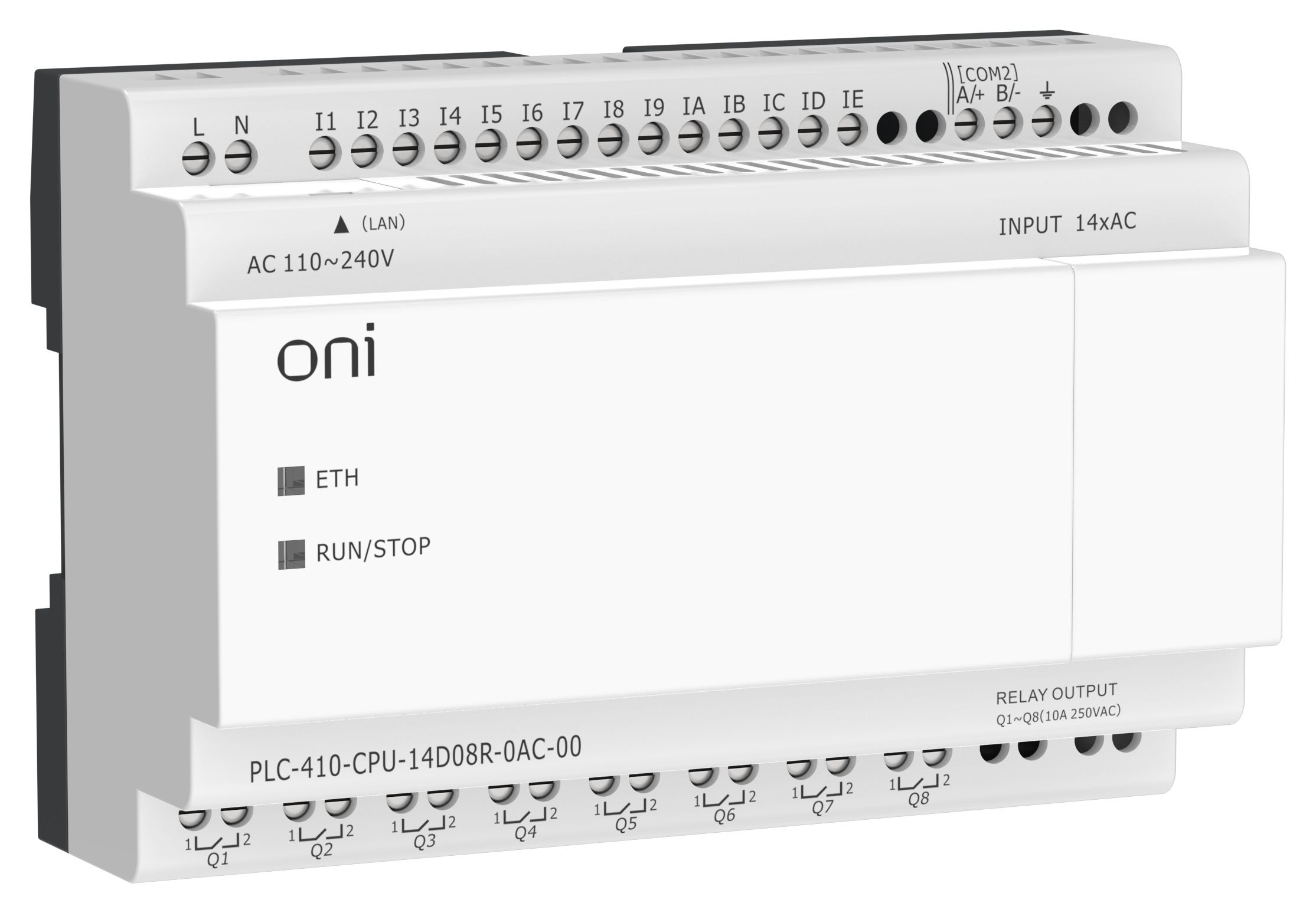 ПЛК 410 Модуль ЦПУ 14 DI 8 RO 220В AC с Ethernet портом без экрана ONI — фото