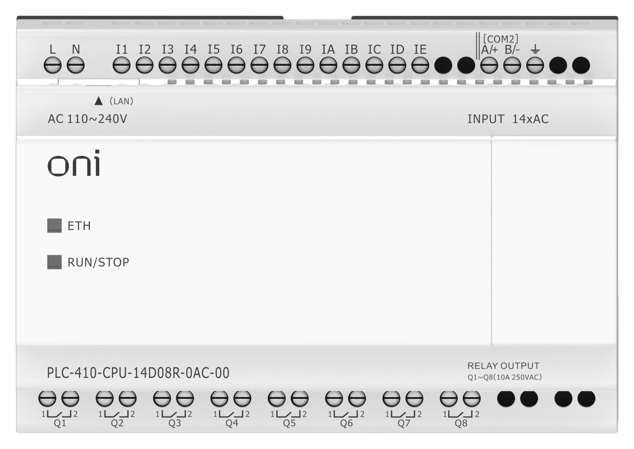 ПЛК 410 Модуль ЦПУ 14 DI 8 RO 220В AC с Ethernet портом без экрана ONI — фото