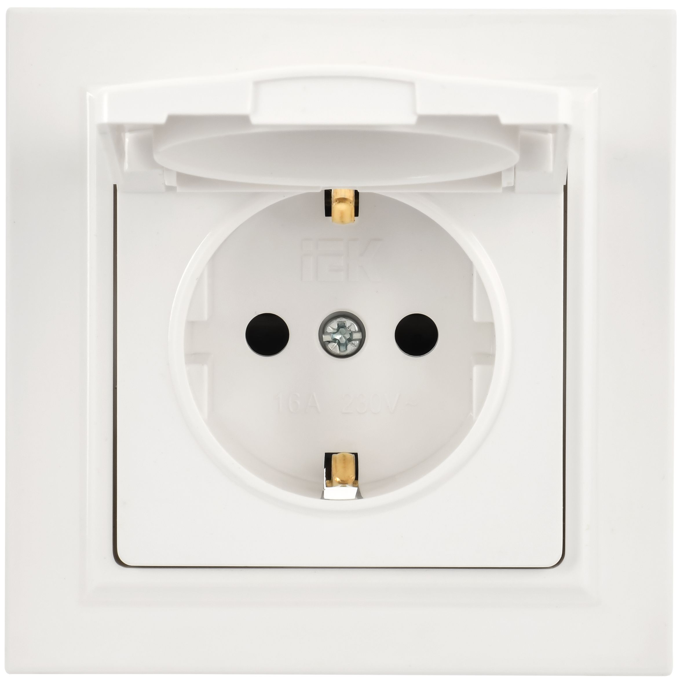 BRITE Розетка 1-местная с заземлением с защитными шторками и крышкой 16А IP44 в сборе РСбш10-3-44-БрБ белый — фото