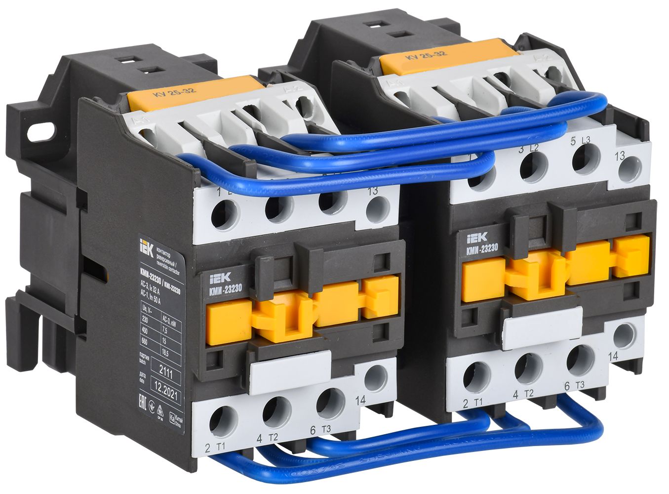 Контактор КМИ-23230 реверс 32А 400В/АС3 2NO IEK