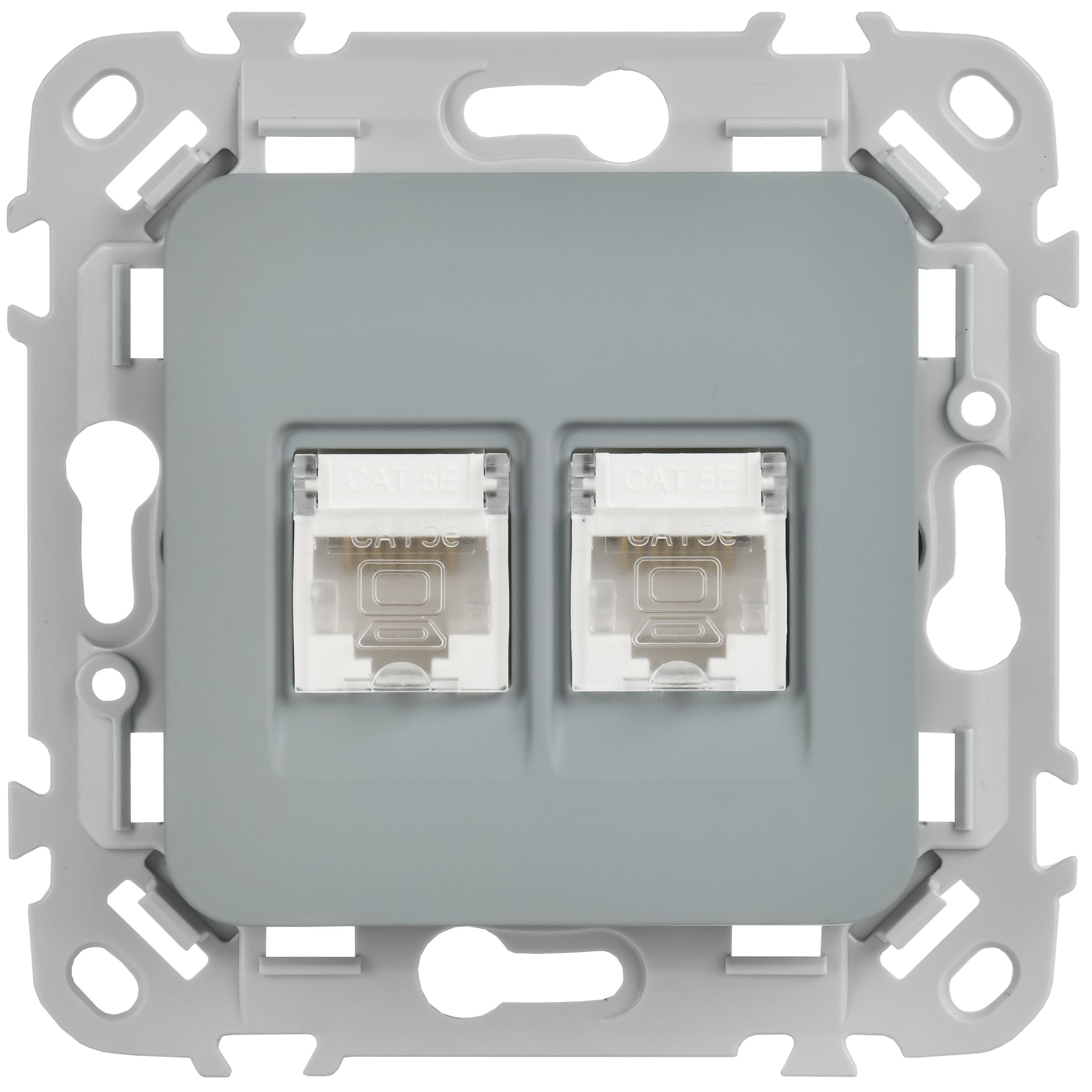 FLITE Розетка 2-местная компьютерная RJ45 категория 5Е UTP РК5е-2-0-ФлС серый IEK — фото