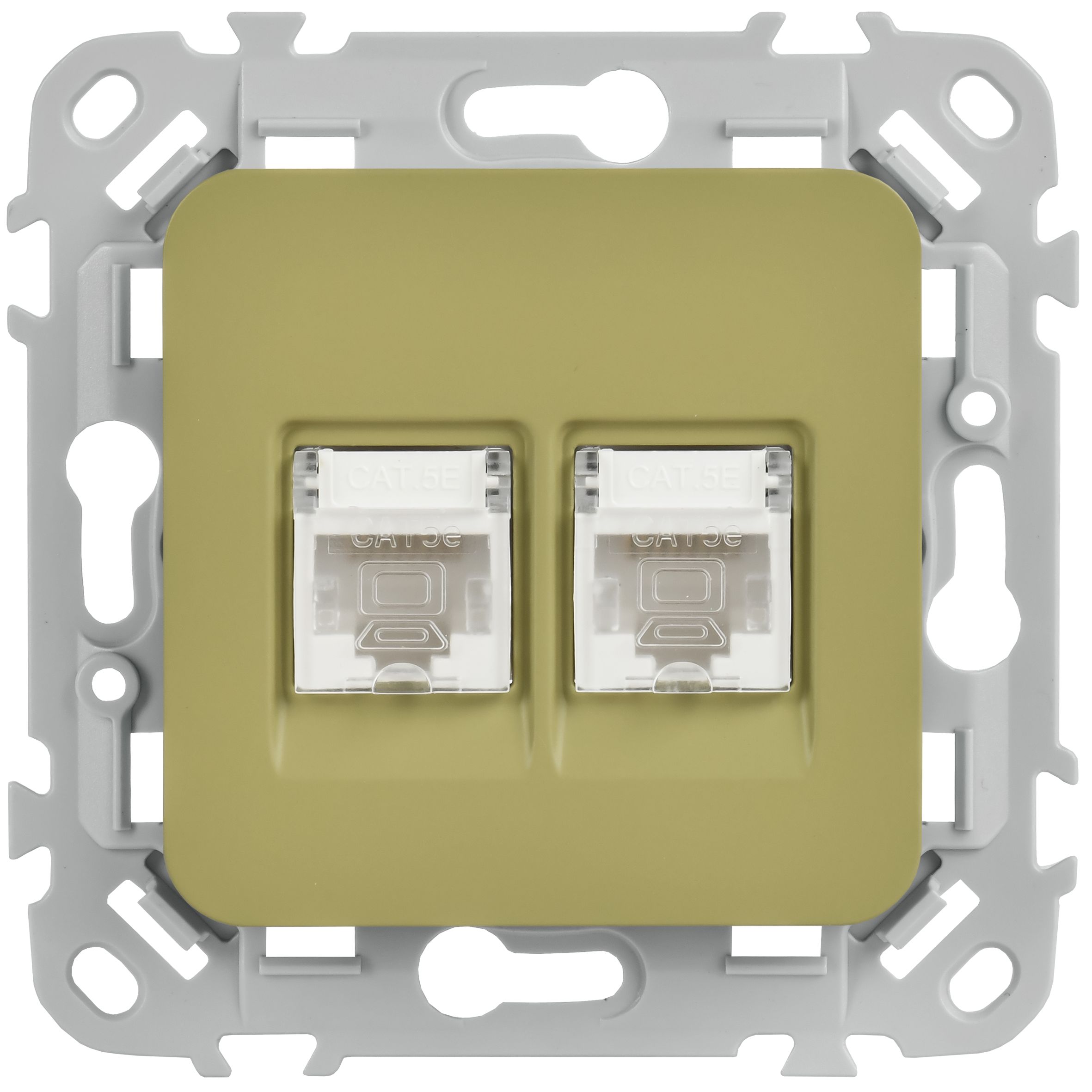 FLITE Розетка 2-местная компьютерная RJ45 категория 5Е UTP РК5е-2-0-ФлО оливковый IEK — фото