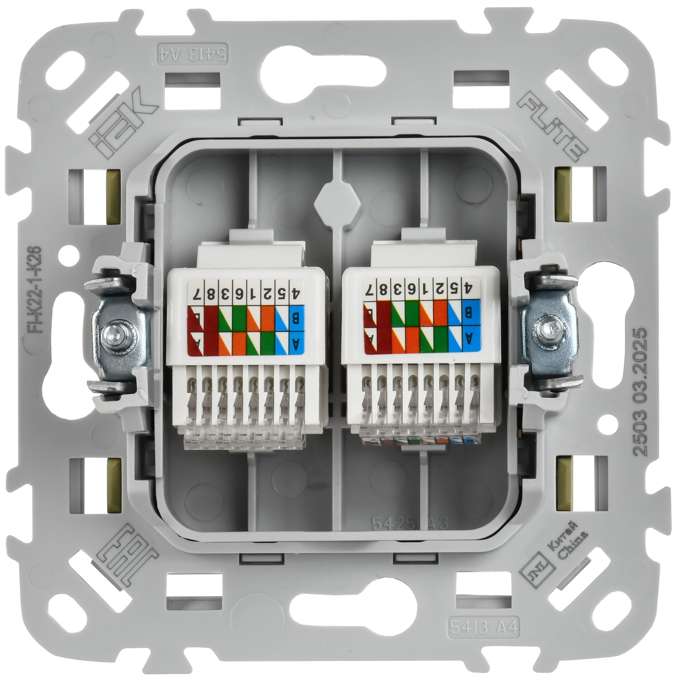 FLITE Розетка 2-местная компьютерная RJ45 категория 5Е UTP РК5е-2-0-ФлО оливковый IEK — фото