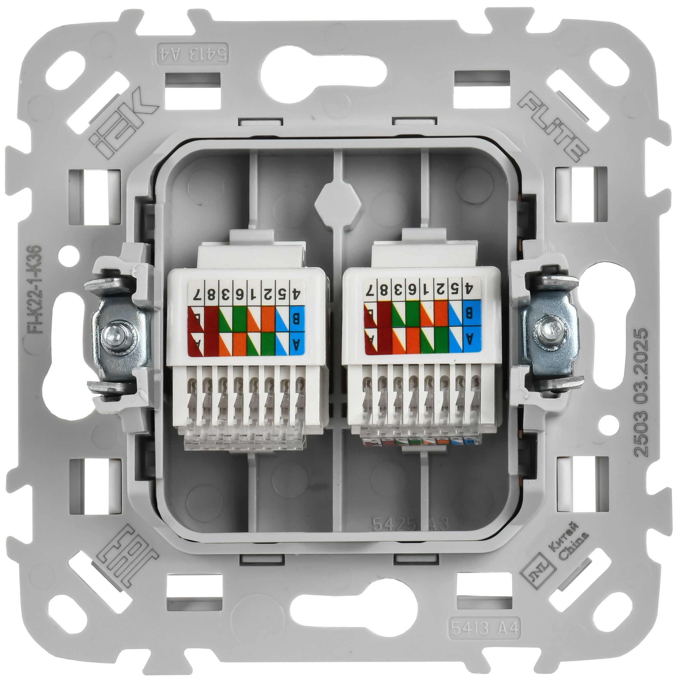 FLITE Розетка 2-местная компьютерная RJ45 категория 5Е UTP РК5е-2-0-ФлЖ жемчуг IEK — фото
