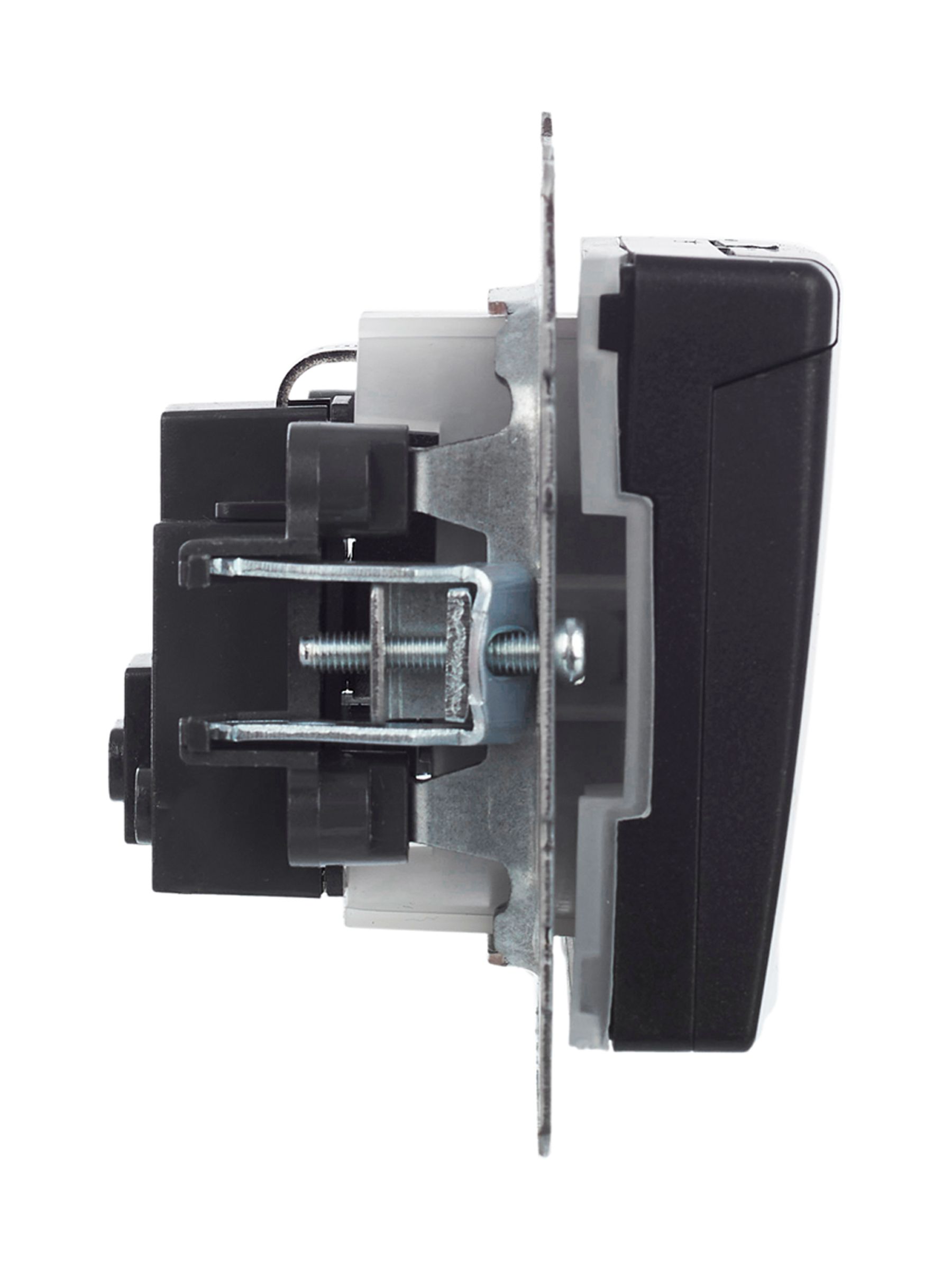 BRITE Розетка 1-местная с заземлением с защитными шторками и крышкой 16А IP44 РСбш10-3-44-БрЧ черный IEK — фото
