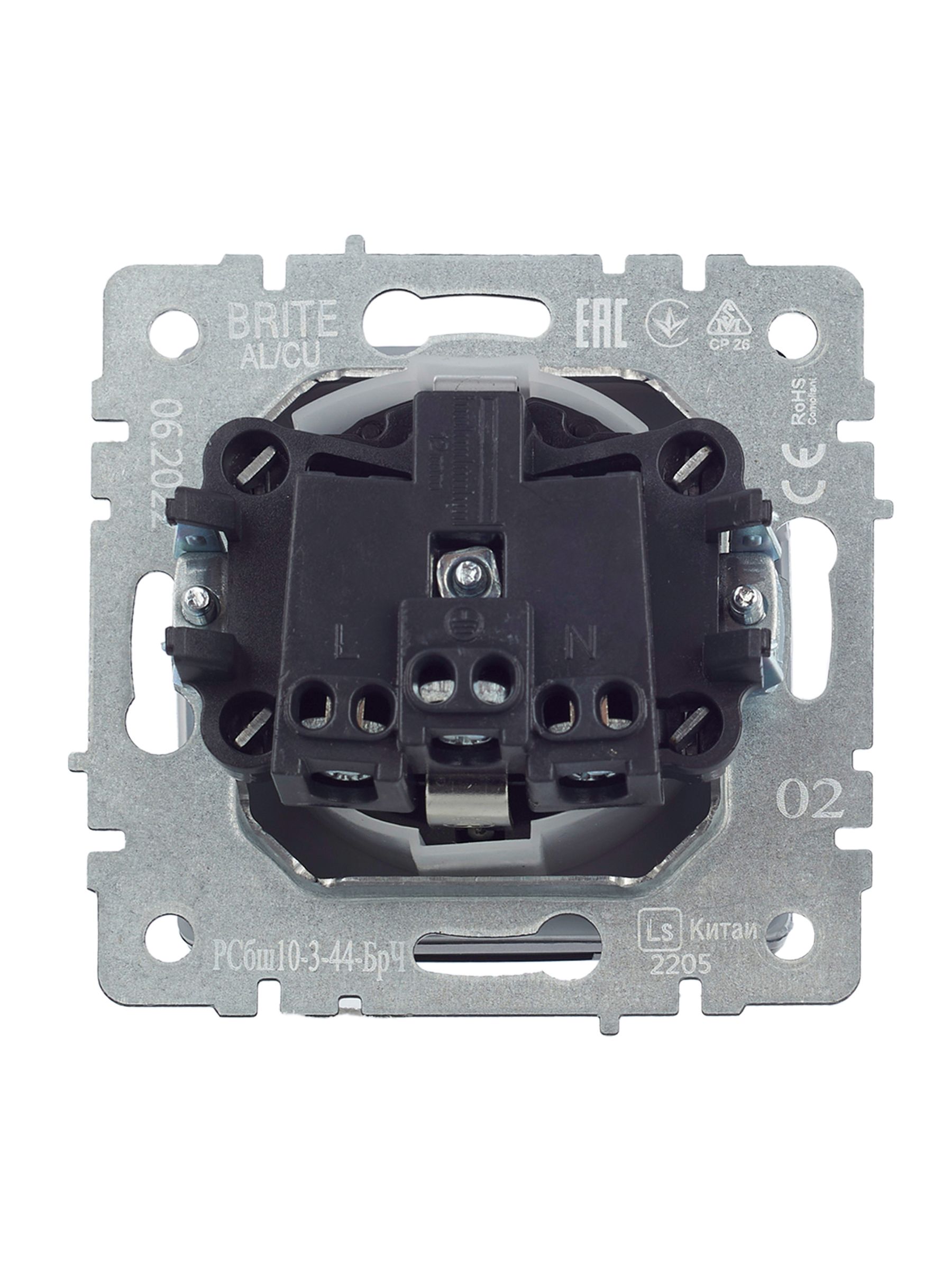 BRITE Розетка 1-местная с заземлением с защитными шторками и крышкой 16А IP44 РСбш10-3-44-БрЧ черный IEK — фото